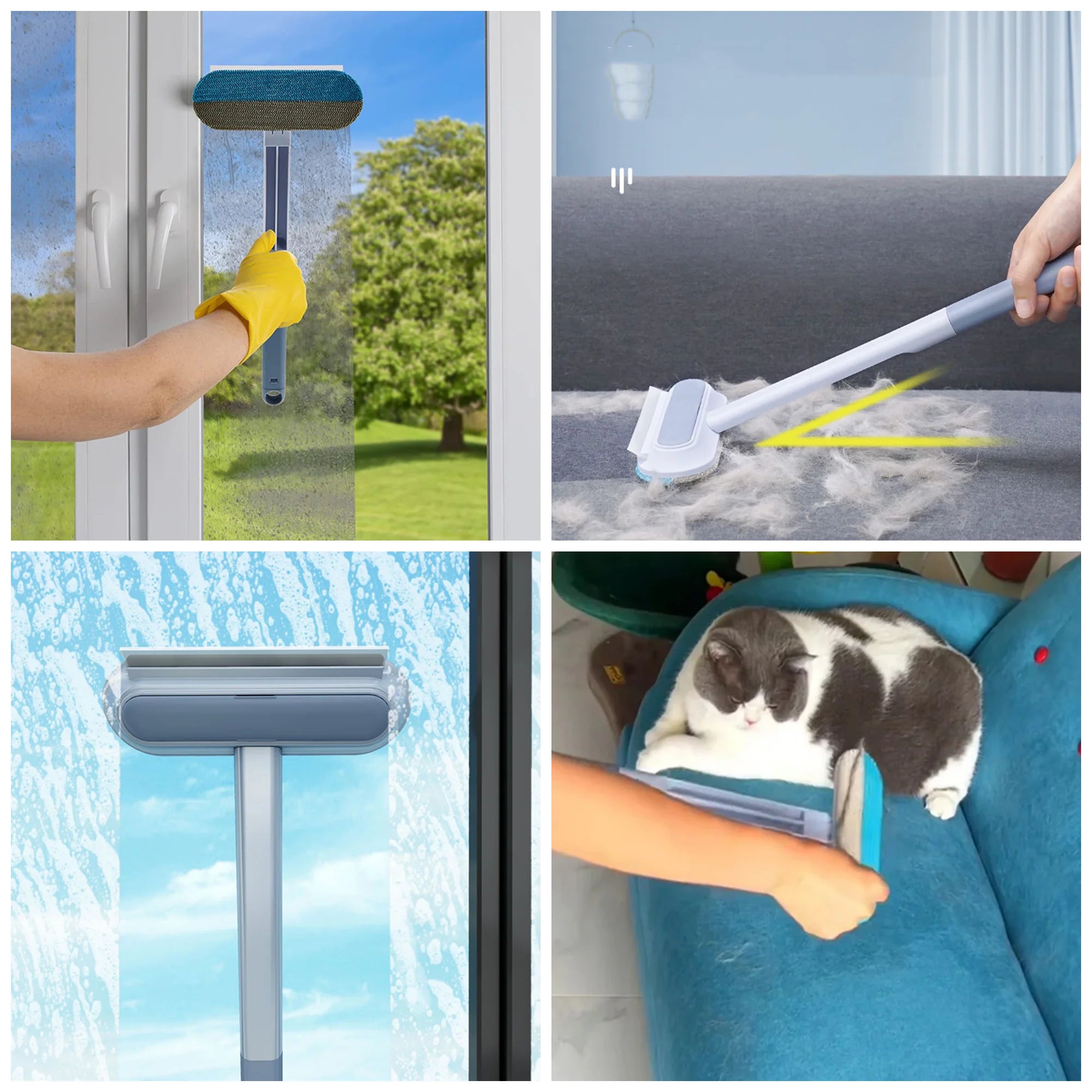 4-in-1 Wet & Dry Pet Hair Removal Brush – Versatile Cleaning Tool