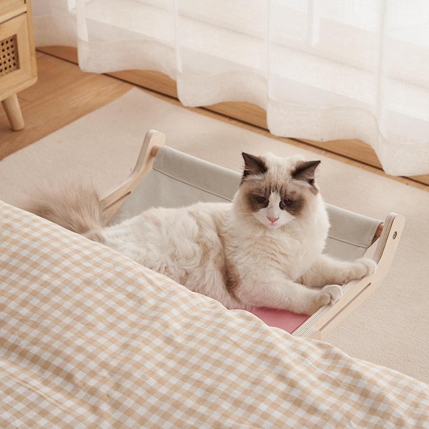 Wooden Cat Window Perch – Washable, Easy Assembly Hanging Bed