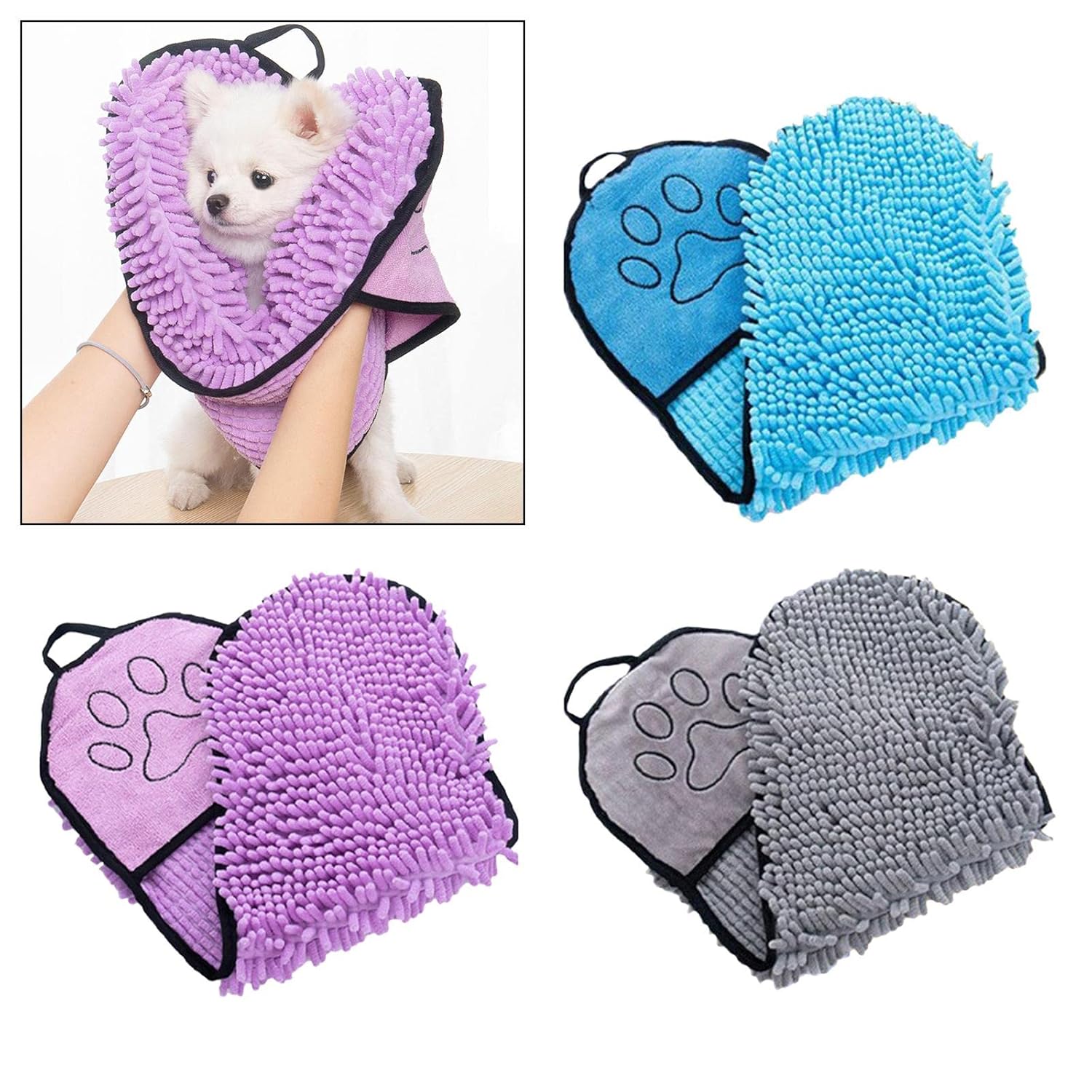 Quick-Dry Pet Towel for Easy Bath Drying – Space-Saving Chenille