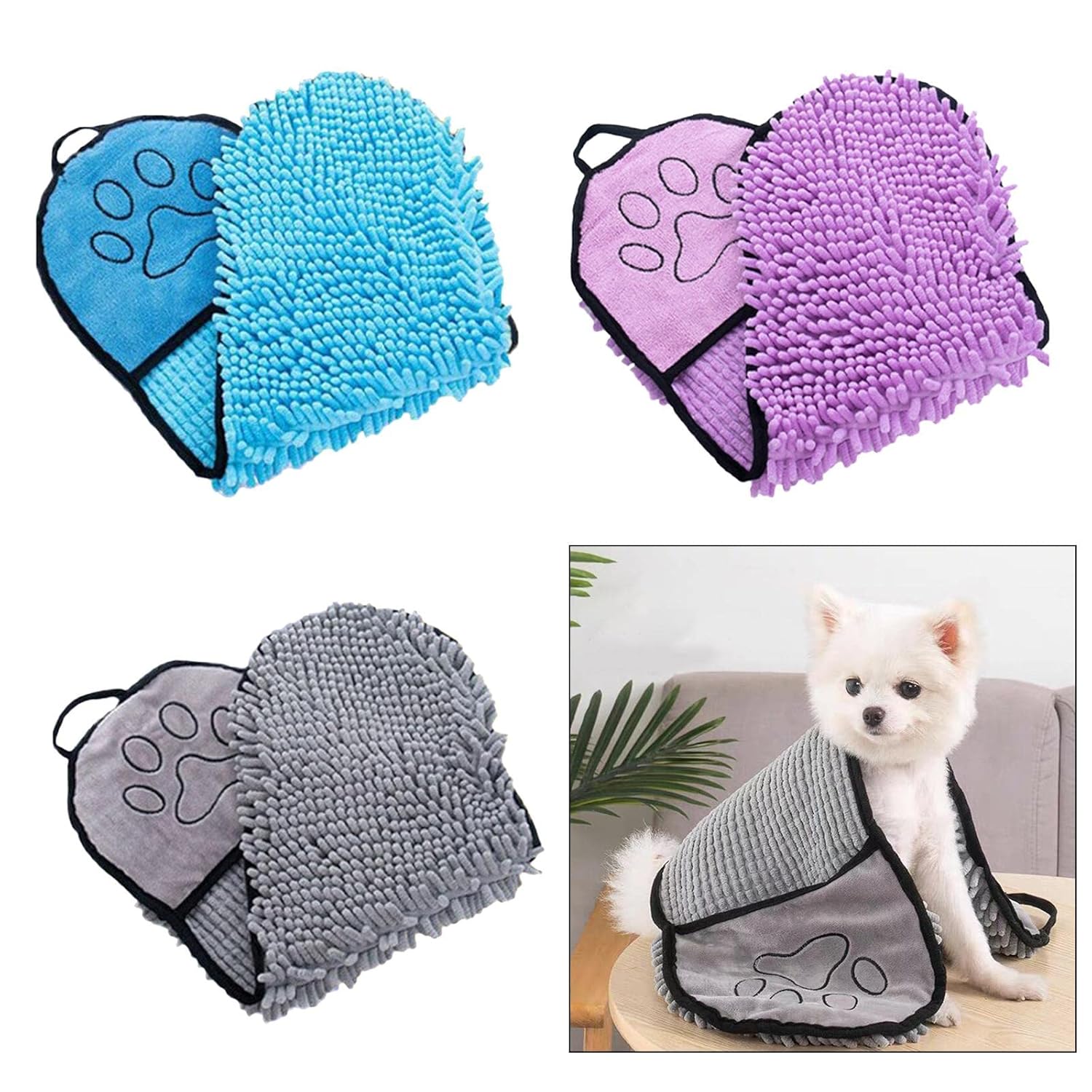 Quick-Dry Pet Towel for Easy Bath Drying – Space-Saving Chenille