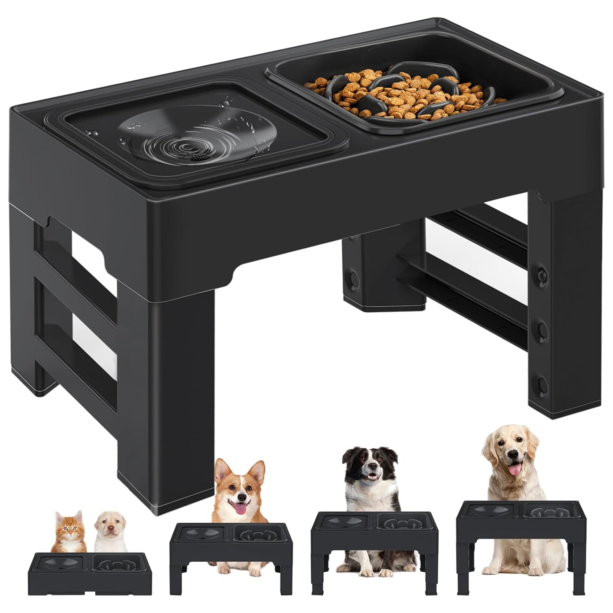 Adjustable Slow Feeder Pet Bowl – No-Spill, Height Adjustable