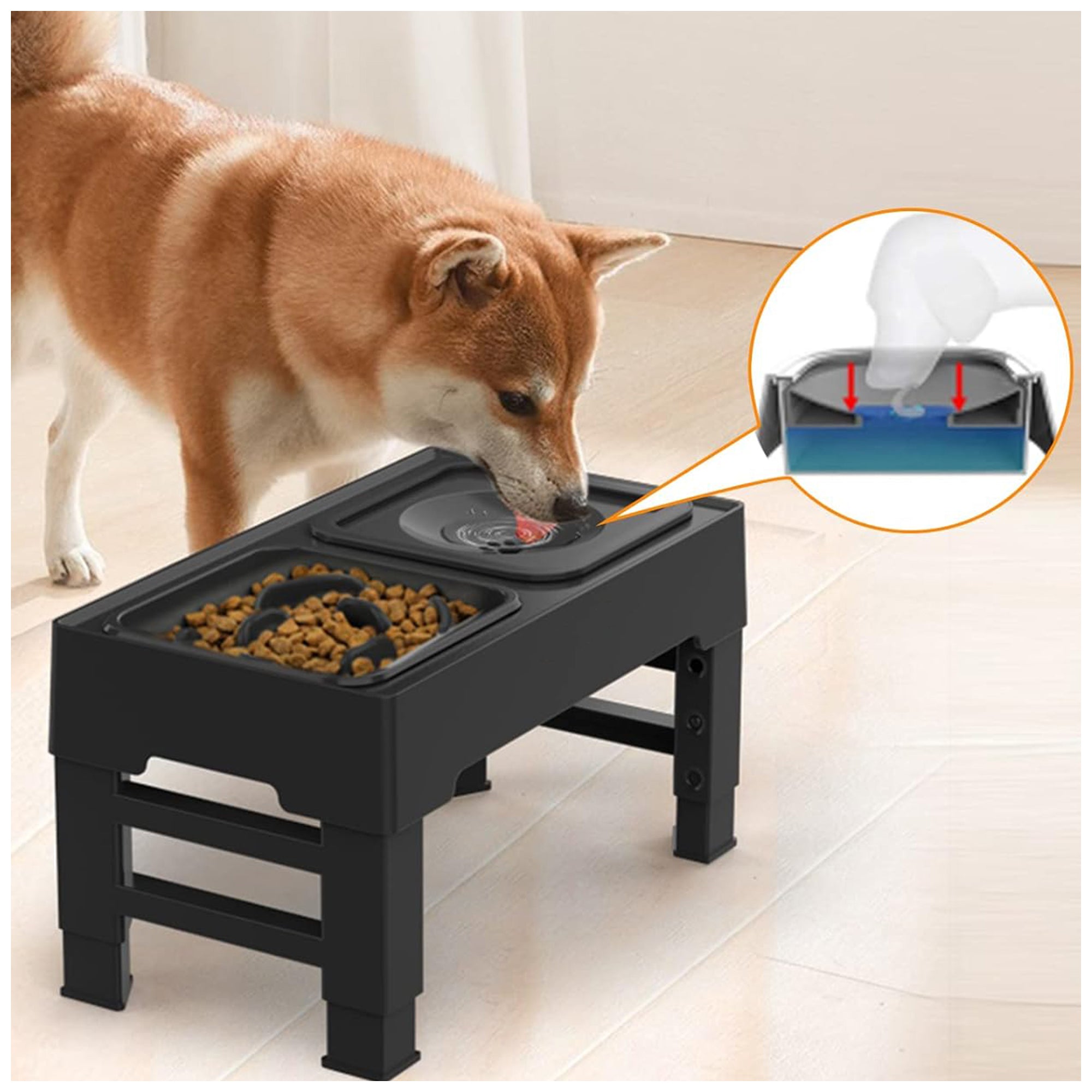 Adjustable Slow Feeder Pet Bowl – No-Spill, Height Adjustable