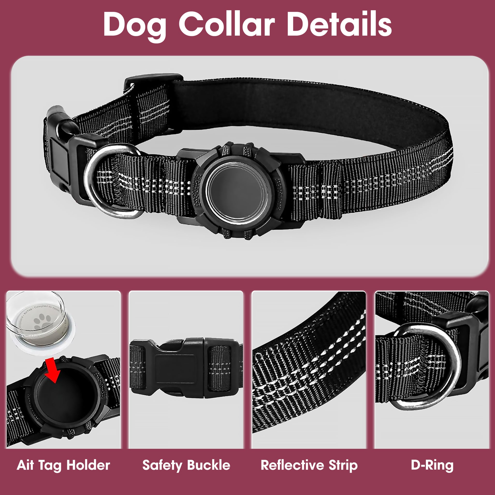 AirTag Dog Collar Reflective Waterproof – Smart Tracking