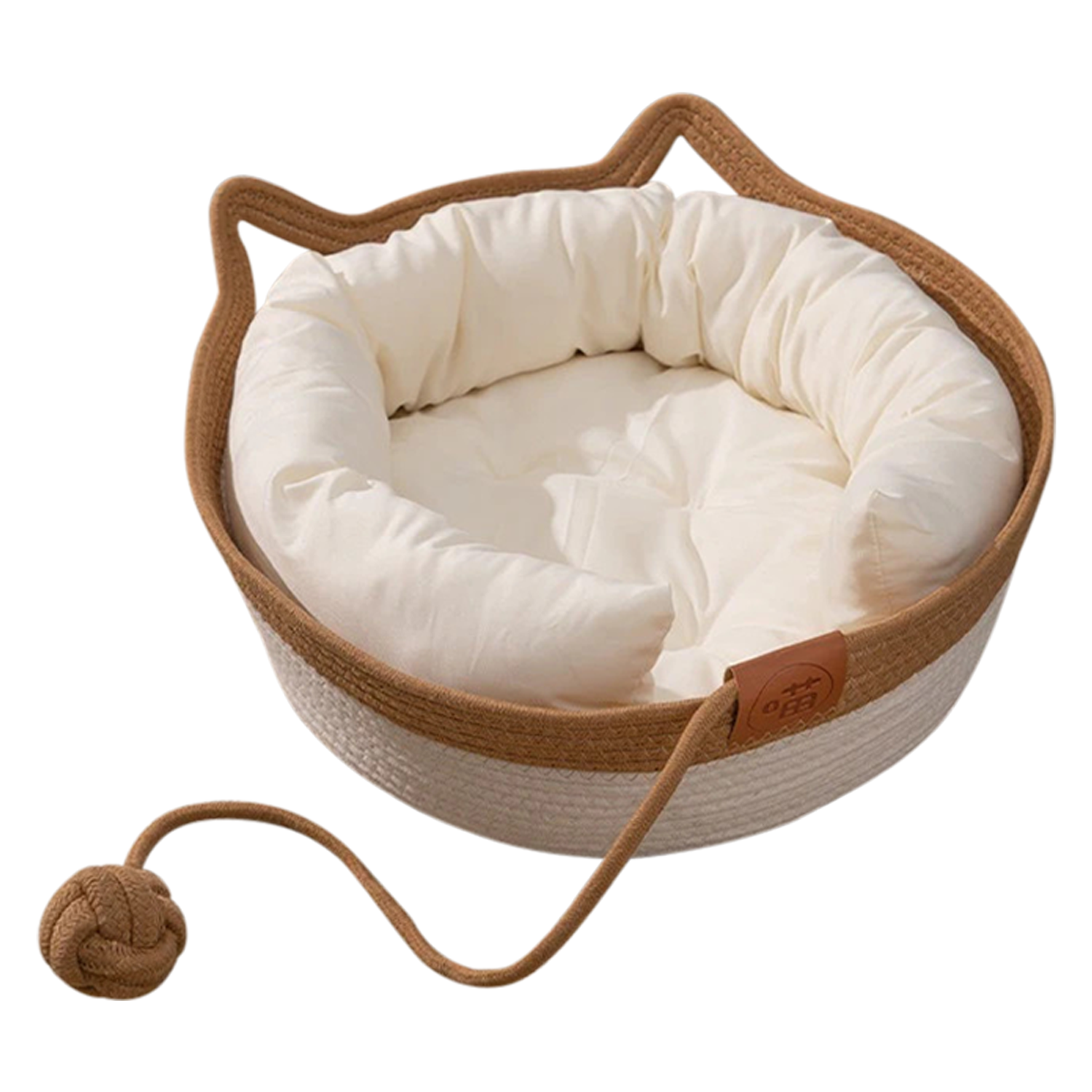 Soft White Linen Cat Bed – Cozy All-Season Nest for Medium Cats
