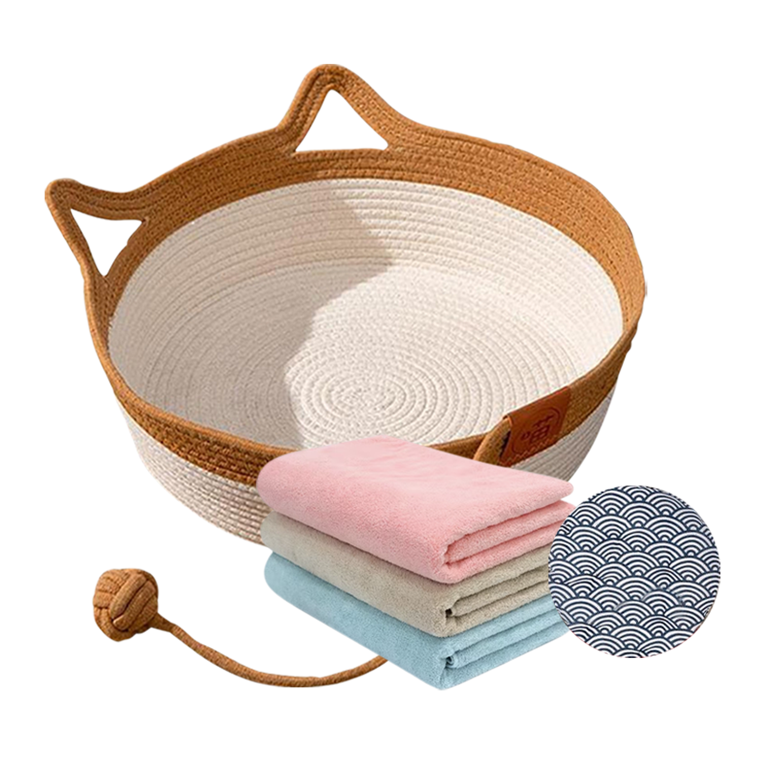 Soft White Linen Cat Bed – Cozy All-Season Nest for Medium Cats