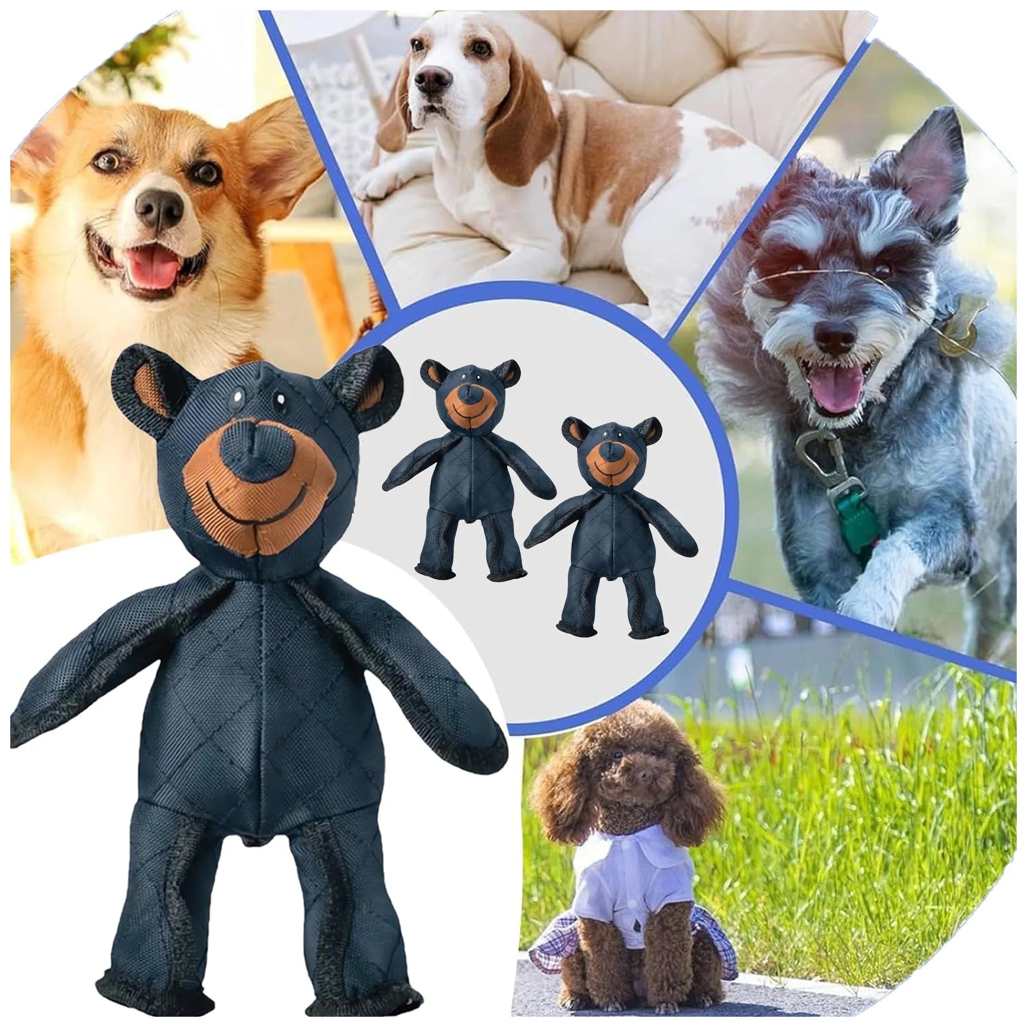 Bite Resistant Plush Bear Dog Toy – Squeaky, Durable Design