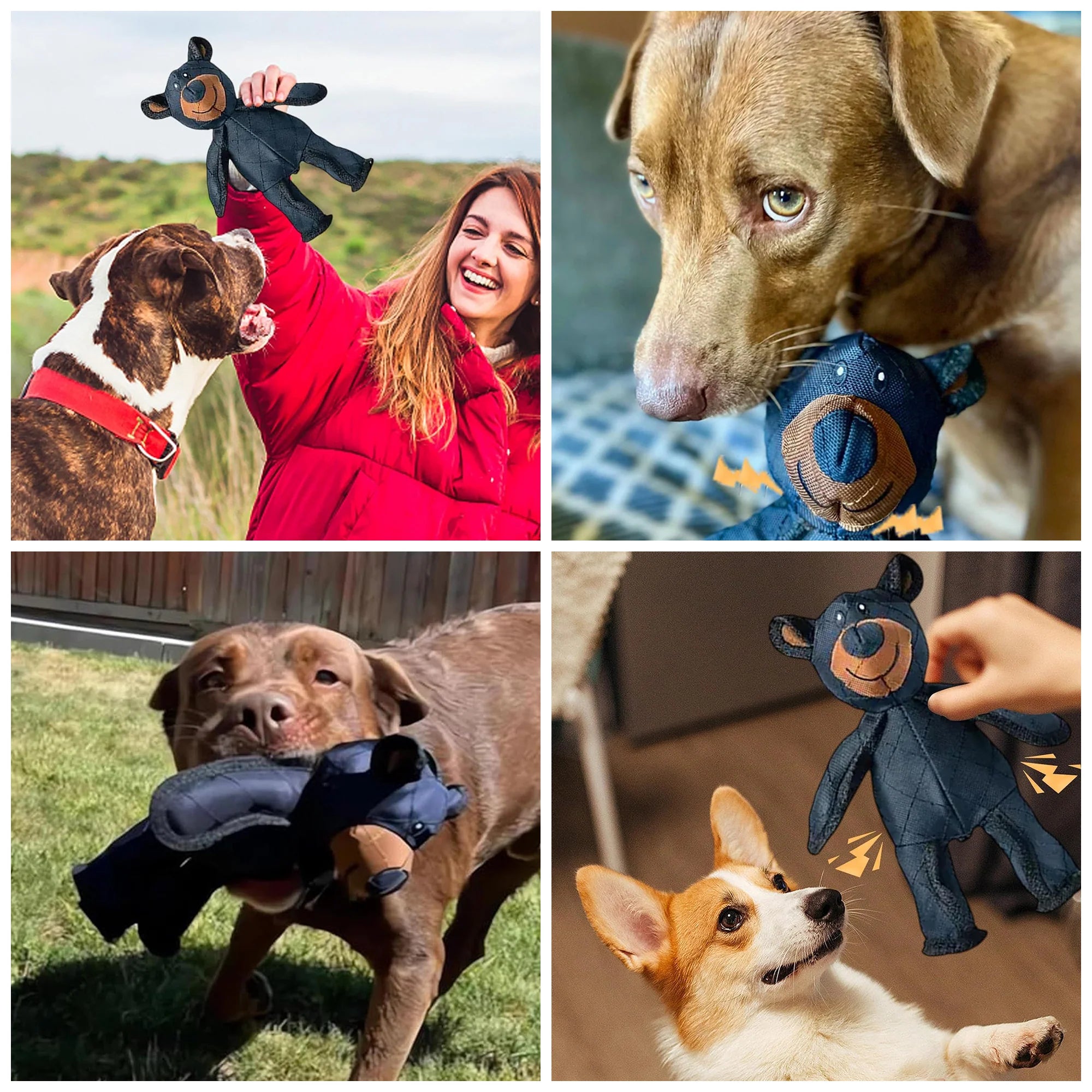 Bite Resistant Plush Bear Dog Toy – Squeaky, Durable Design