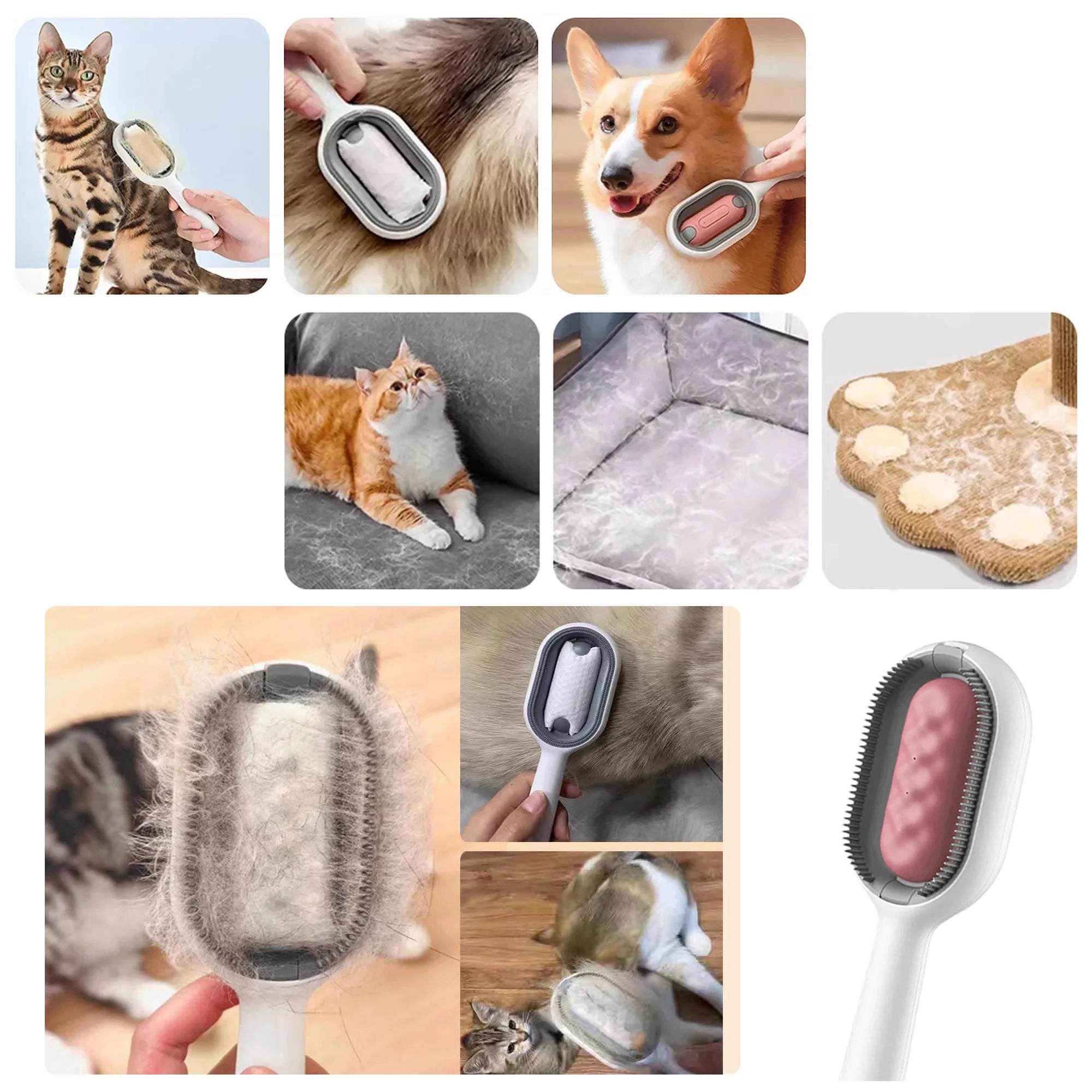 Pet Grooming Brush – 4-in-1 Hair Remover & Skin Safe Tool