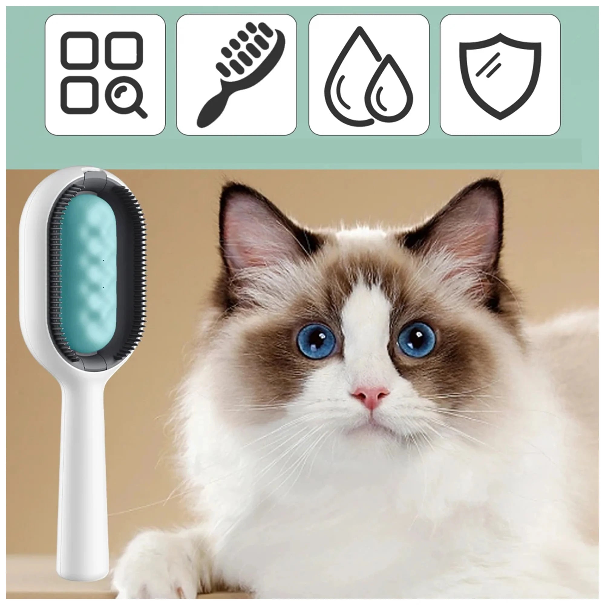 Pet Grooming Brush – 4-in-1 Hair Remover & Skin Safe Tool