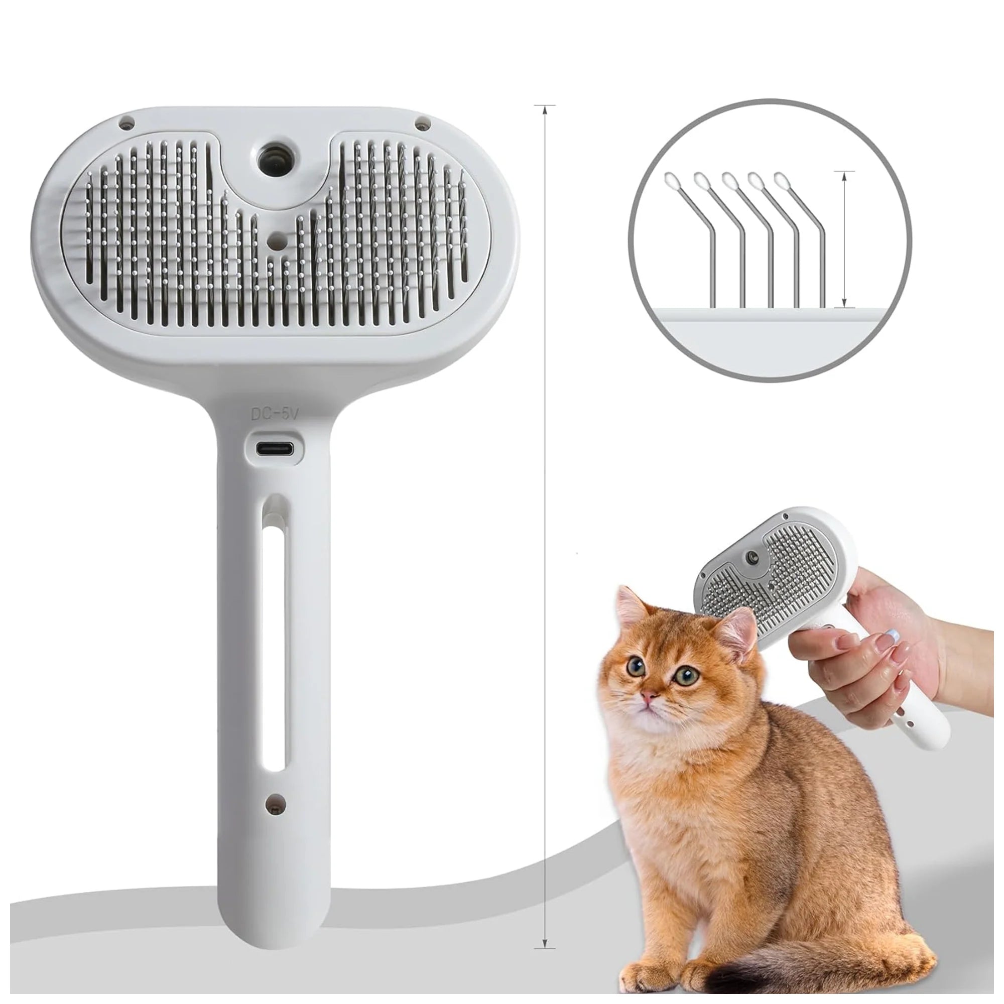 Pet Grooming Brush with Spray – Gentle Shedding Tool, Easy Clean