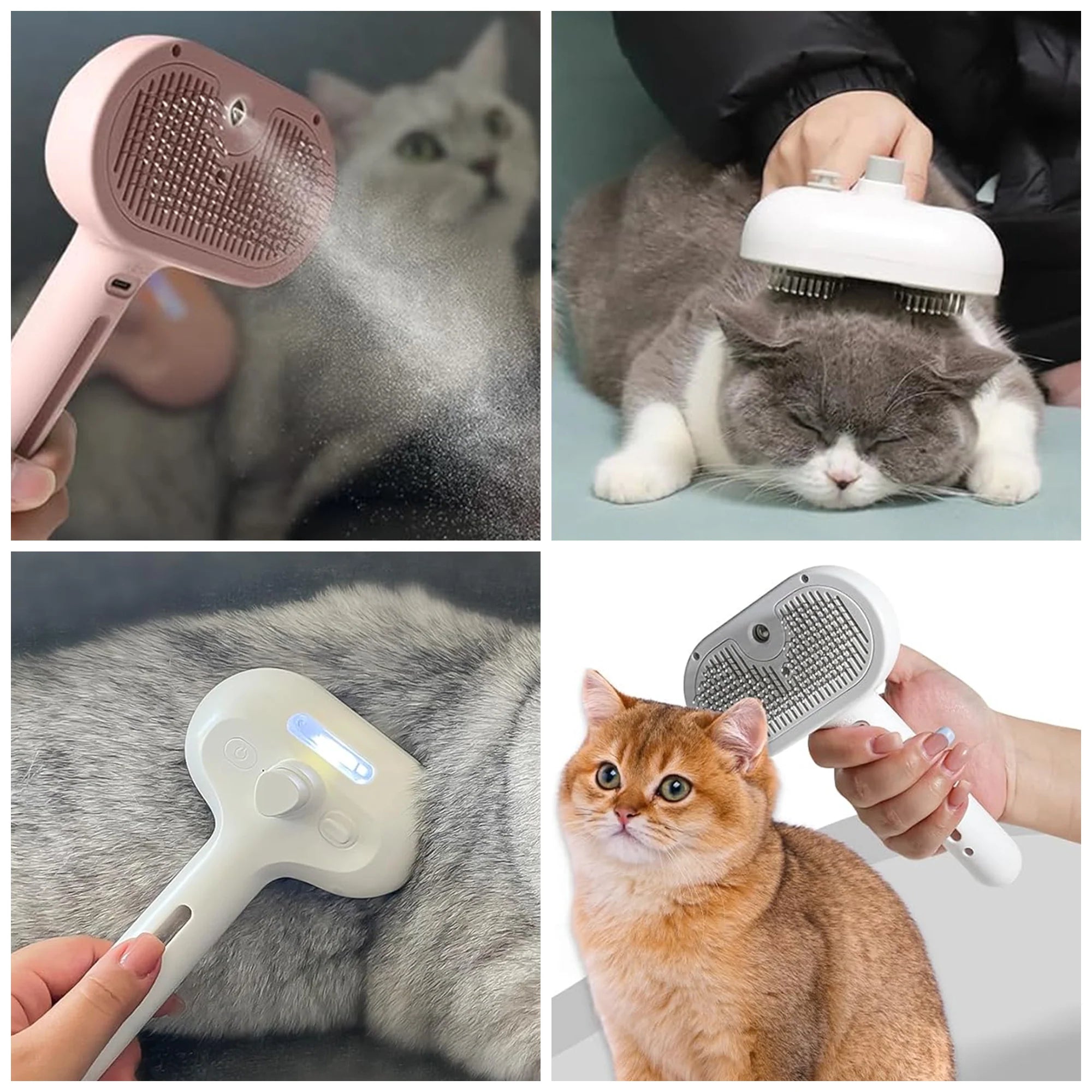 Pet Grooming Brush with Spray – Gentle Shedding Tool, Easy Clean