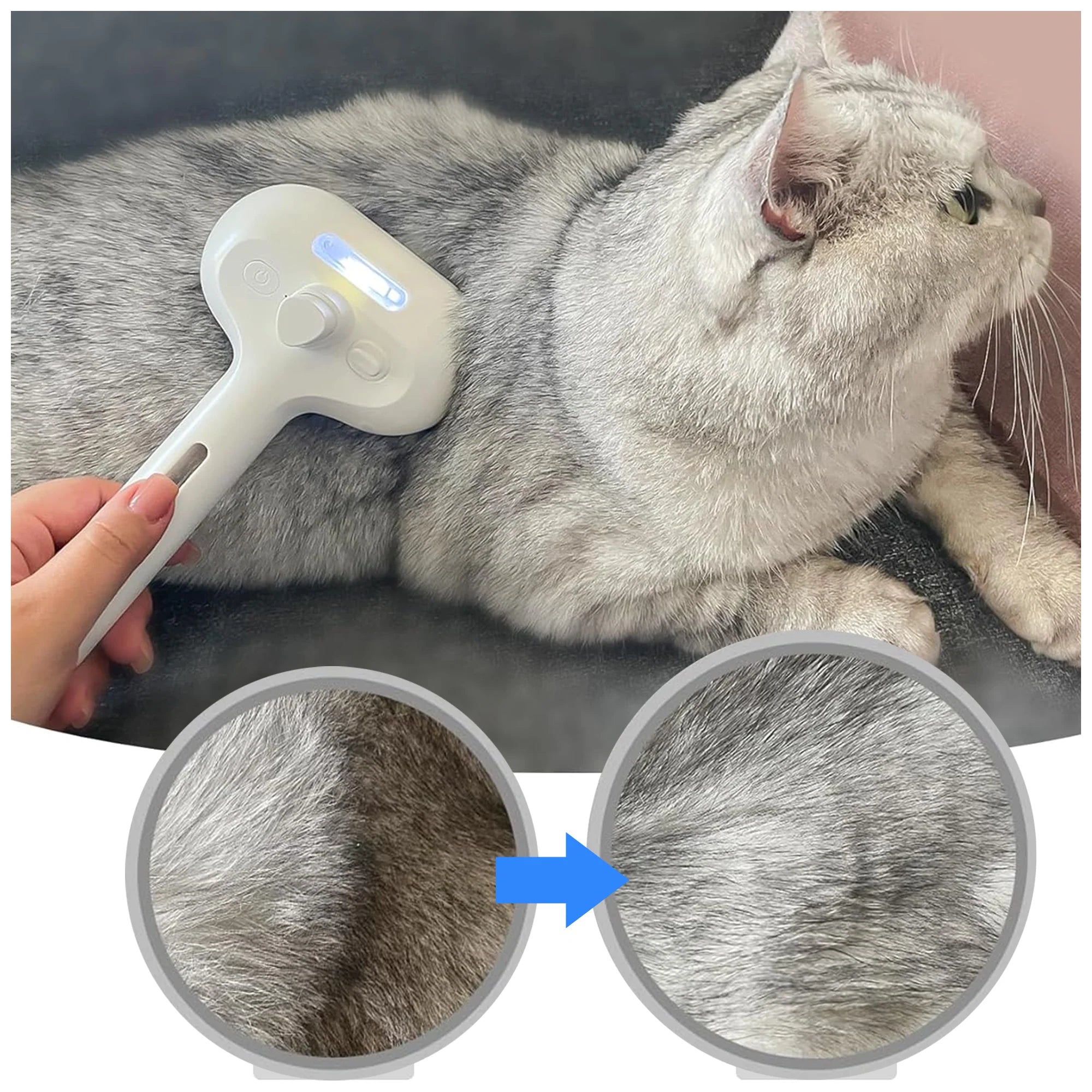 Pet Grooming Brush with Spray – Gentle Shedding Tool, Easy Clean