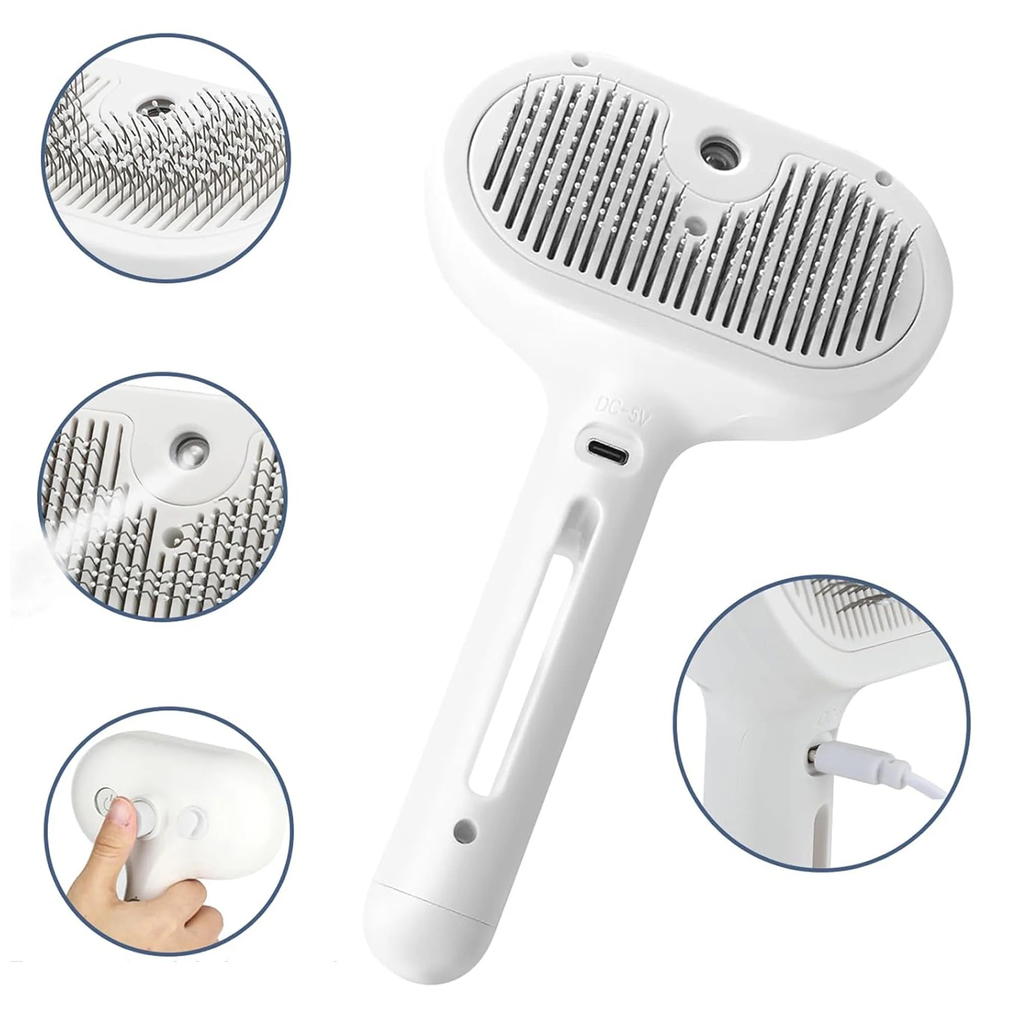 Pet Grooming Brush with Spray – Gentle Shedding Tool, Easy Clean