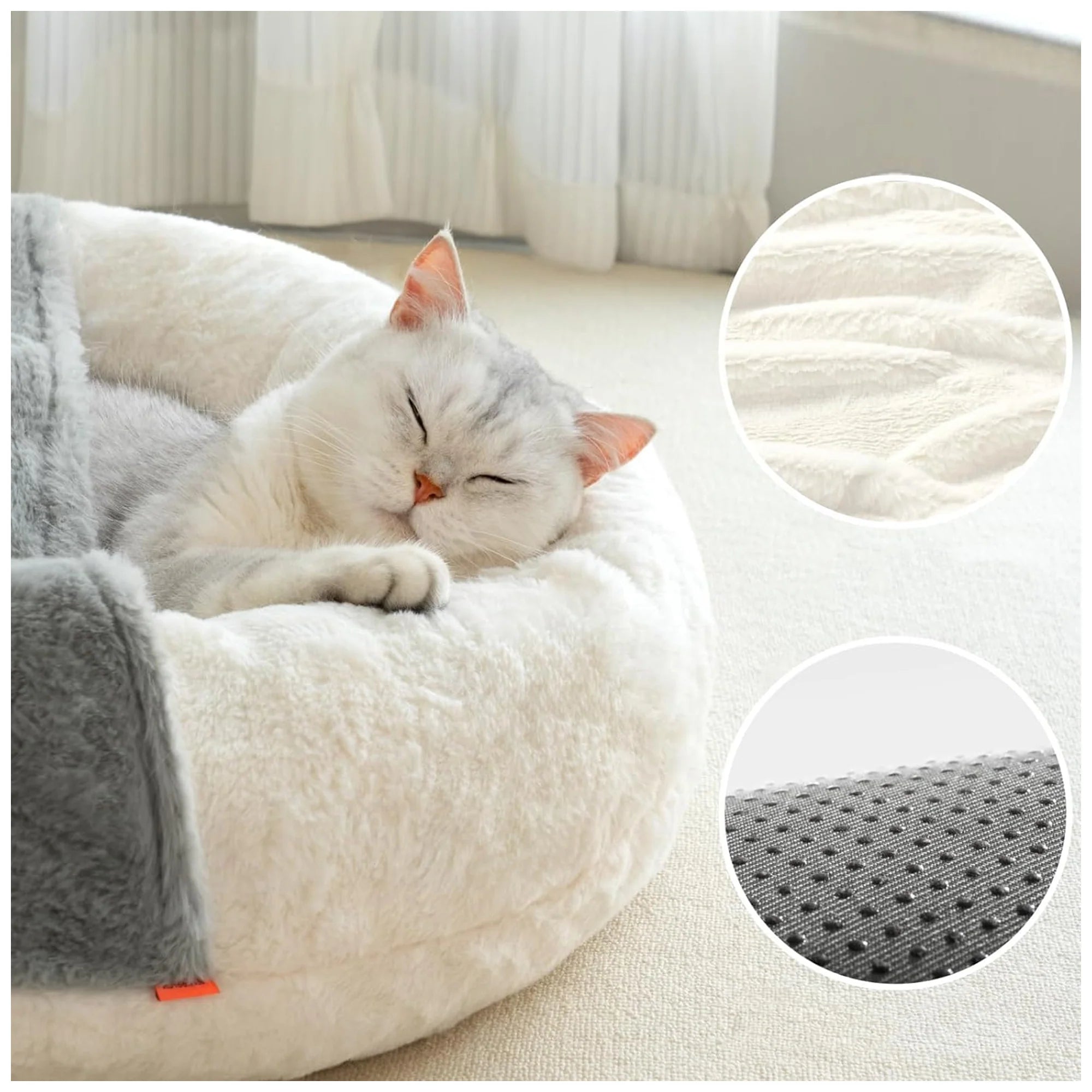 Cozy Washable Pet Cave Bed – Soft Faux Fur, Pet Non-Slip