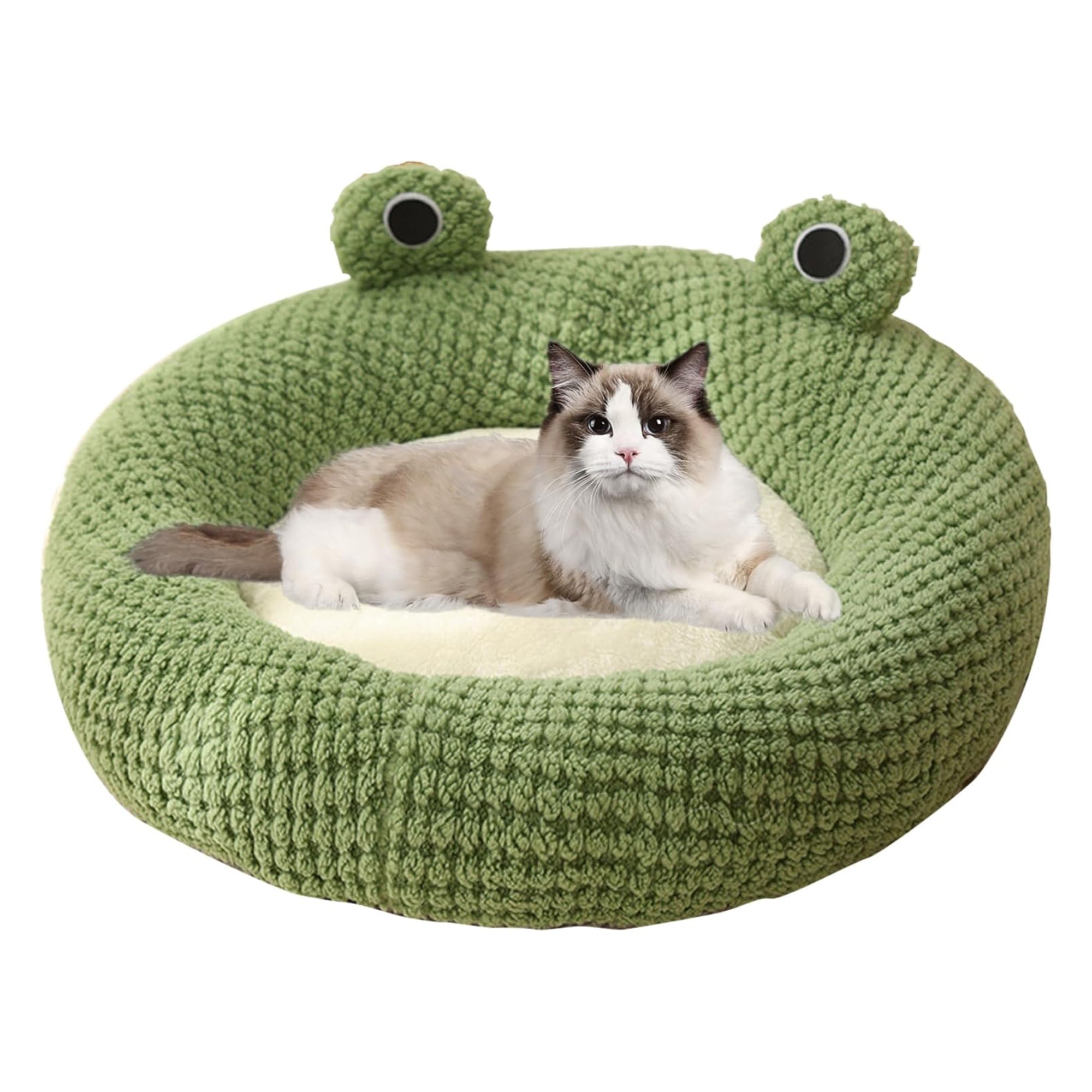Cute Frog Plush Pet Bed – Warm, Non-Slip Design for Cozy Sleep