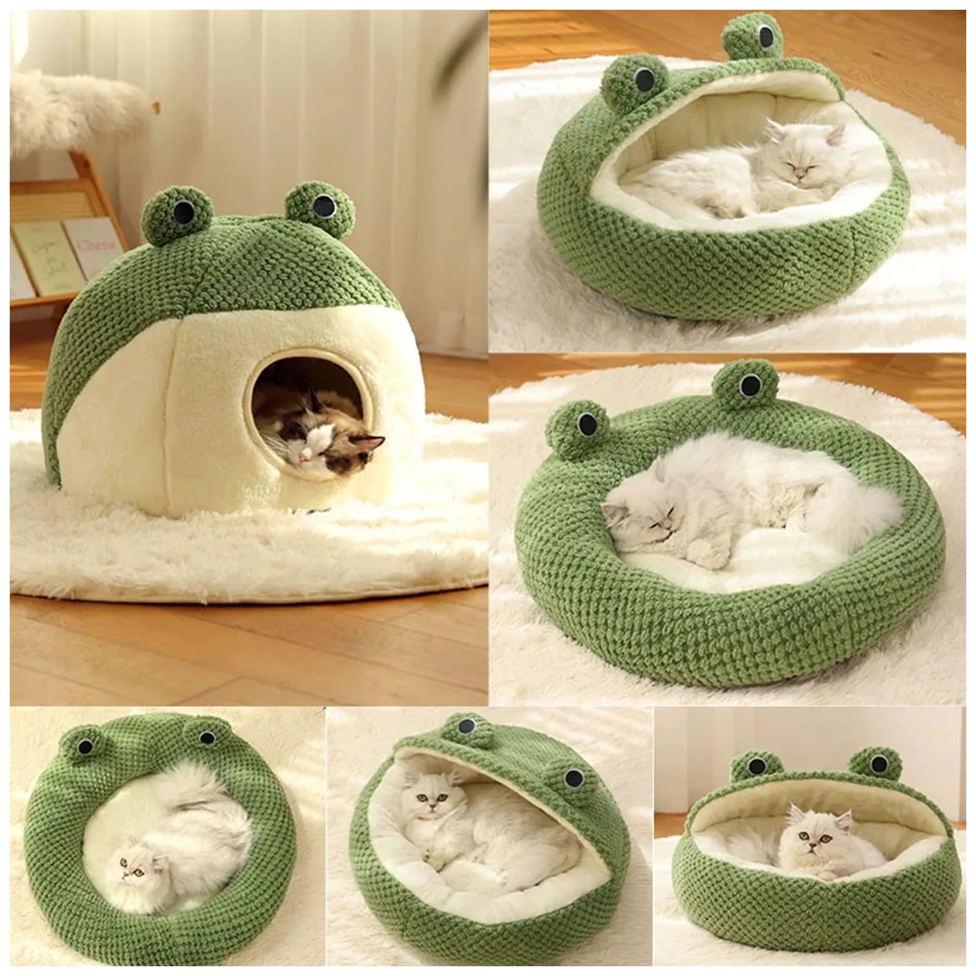 Cute Frog Plush Pet Bed – Warm, Non-Slip Design for Cozy Sleep