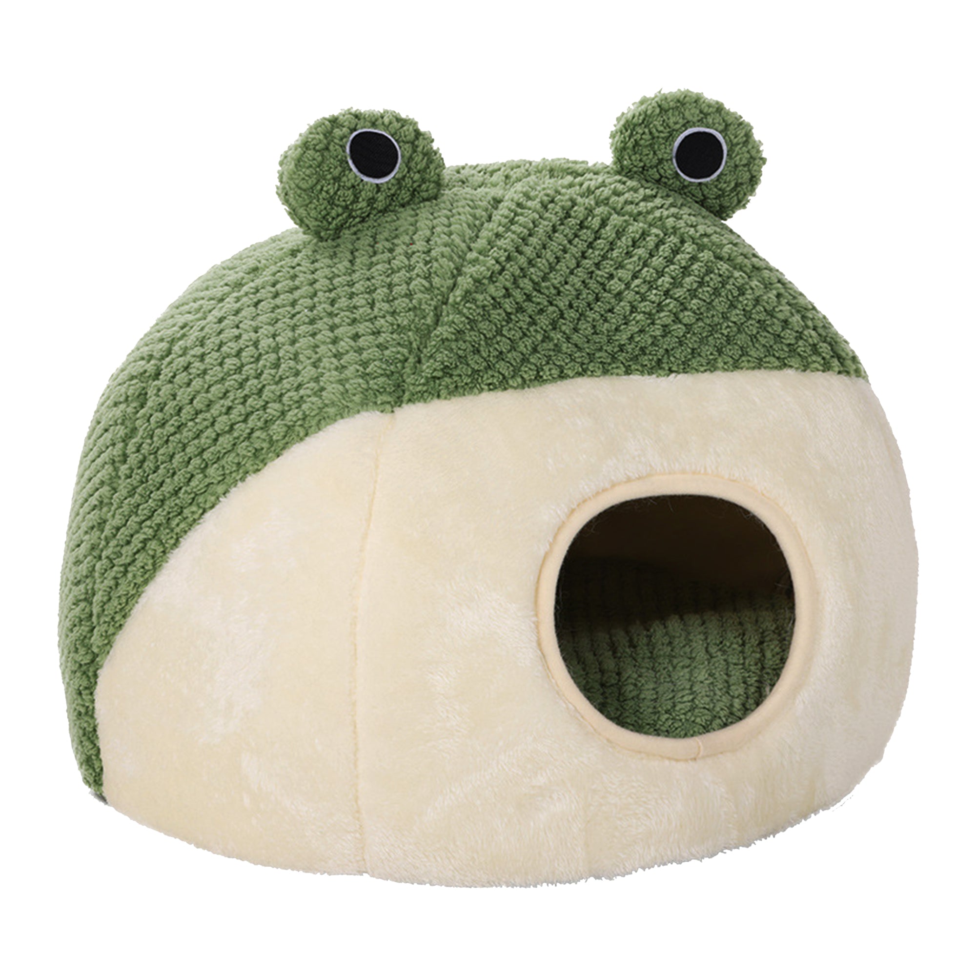Cute Frog Plush Pet Bed – Warm, Non-Slip Design for Cozy Sleep