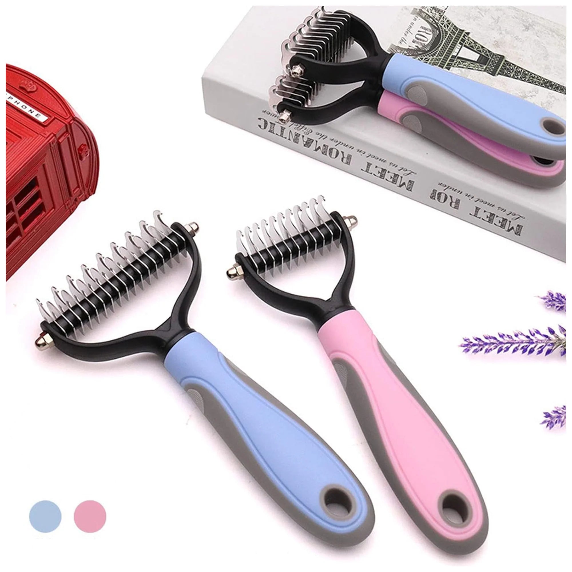 Dual-Sided Pet Grooming Comb – Shedding & Detangling Tool