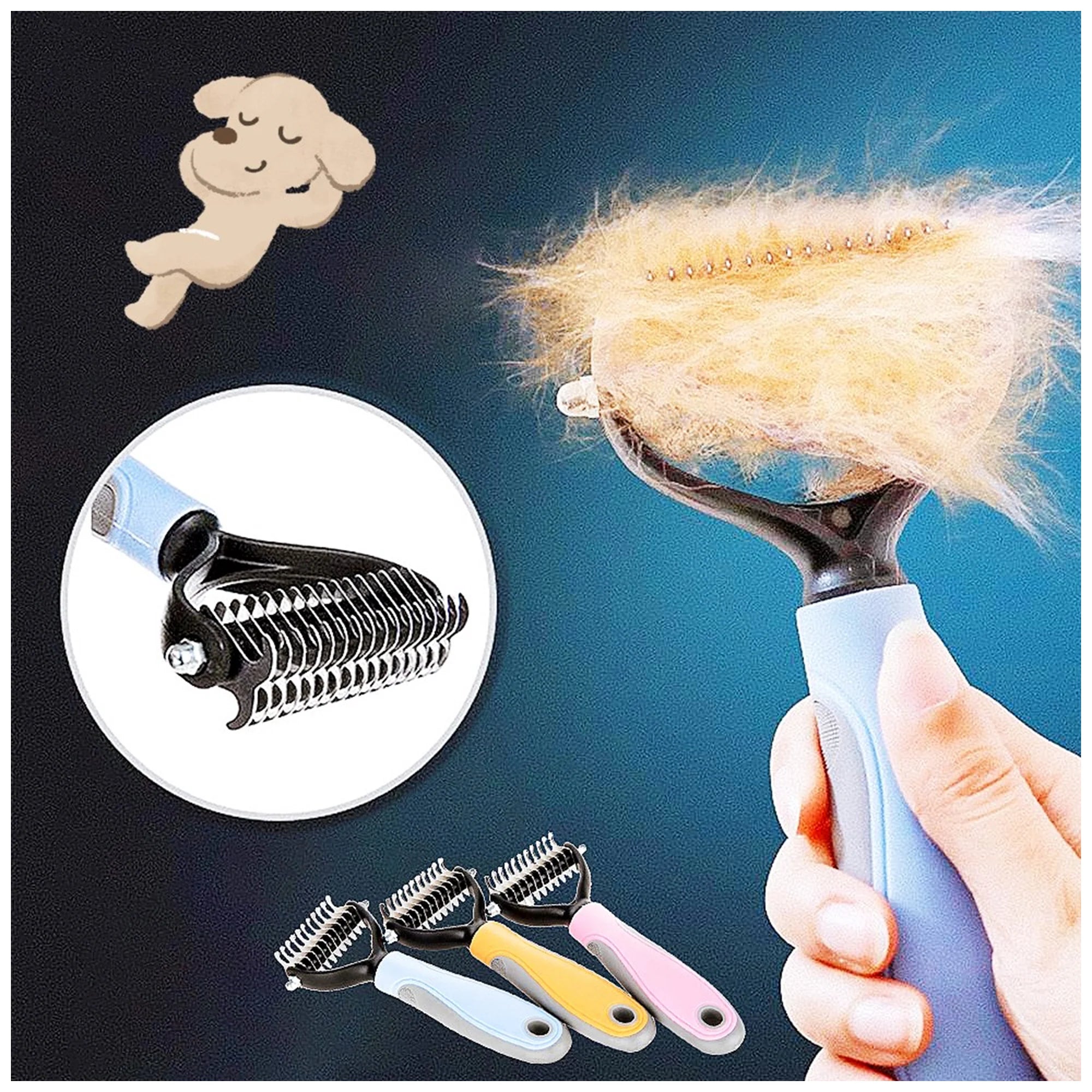 Dual-Sided Pet Grooming Comb – Shedding & Detangling Tool