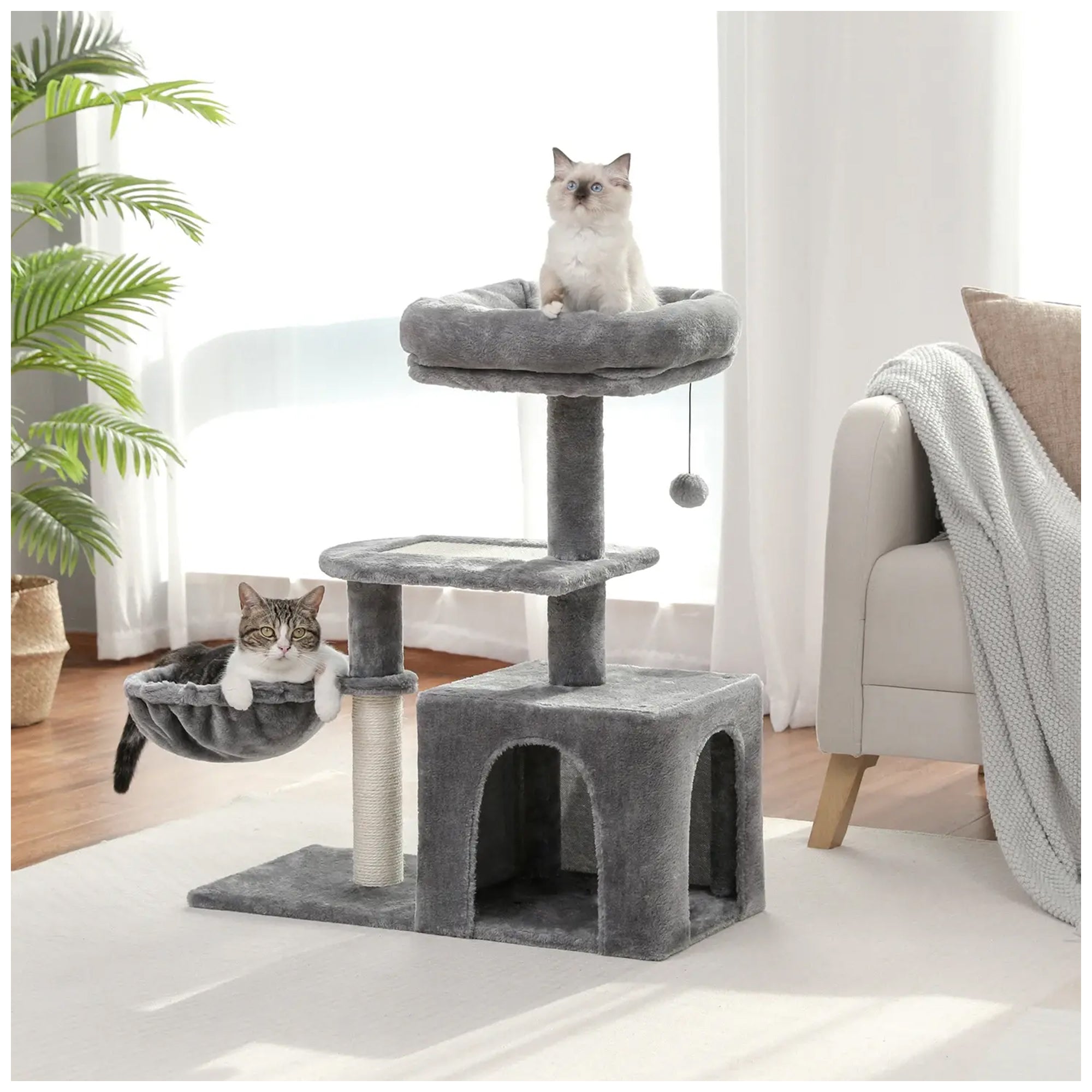 Durable Cat Scratching Tower – Multi-Level Play & Hideaway