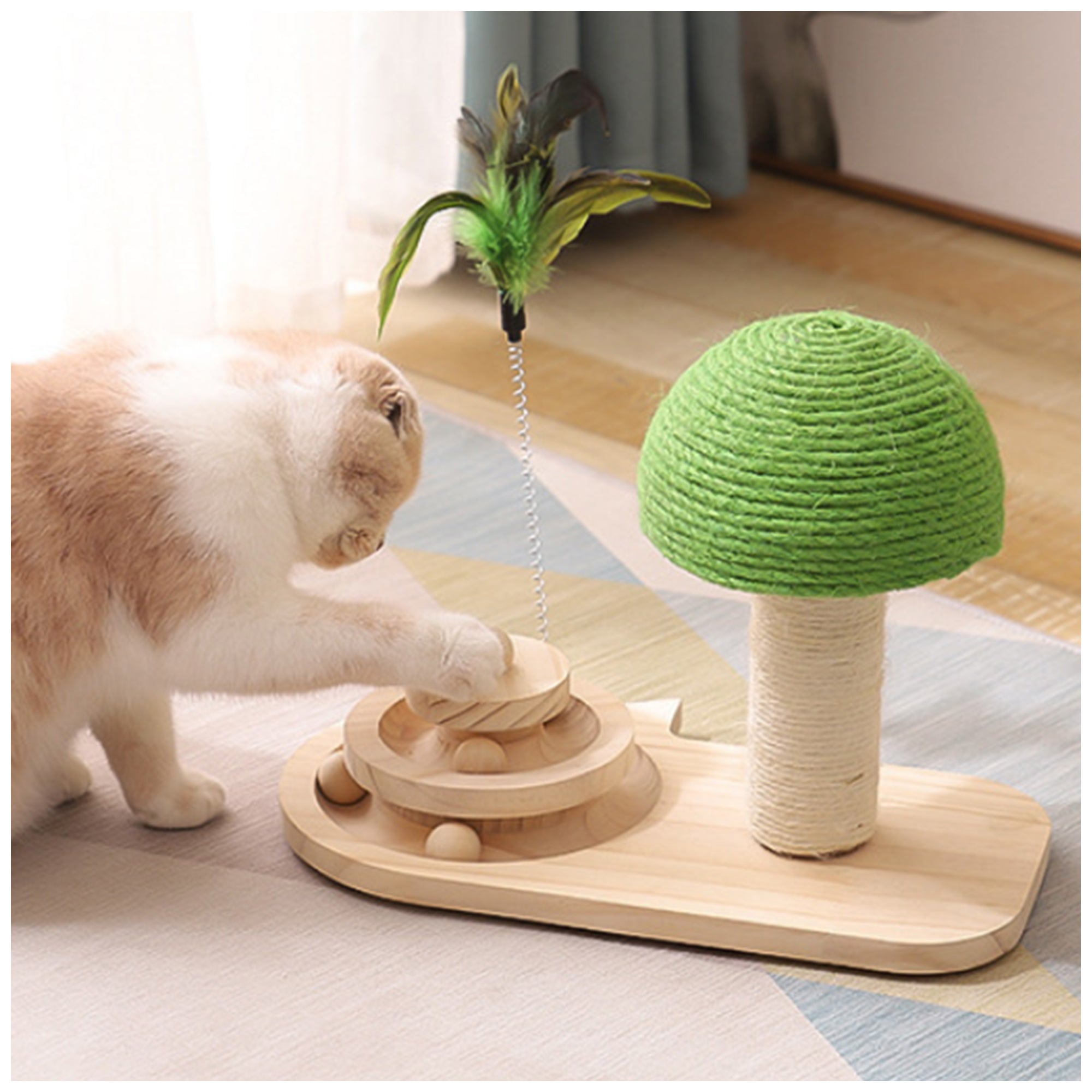 Durable Wooden Pet Scratching Post – Interactive, Exercise Toy