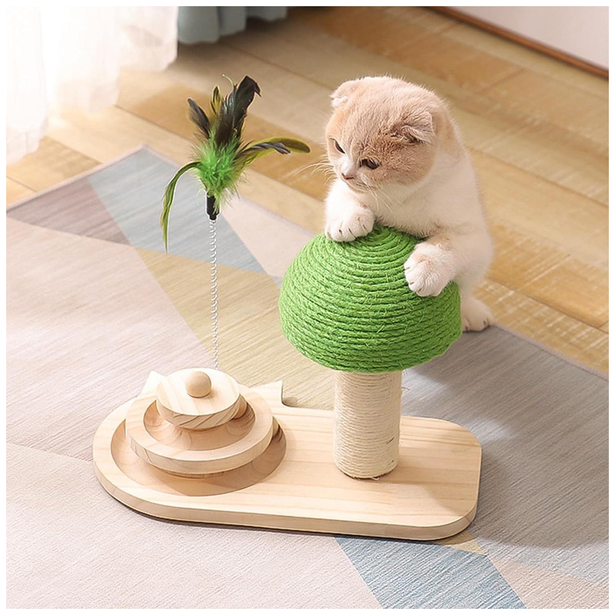 Durable Wooden Pet Scratching Post – Interactive, Exercise Toy