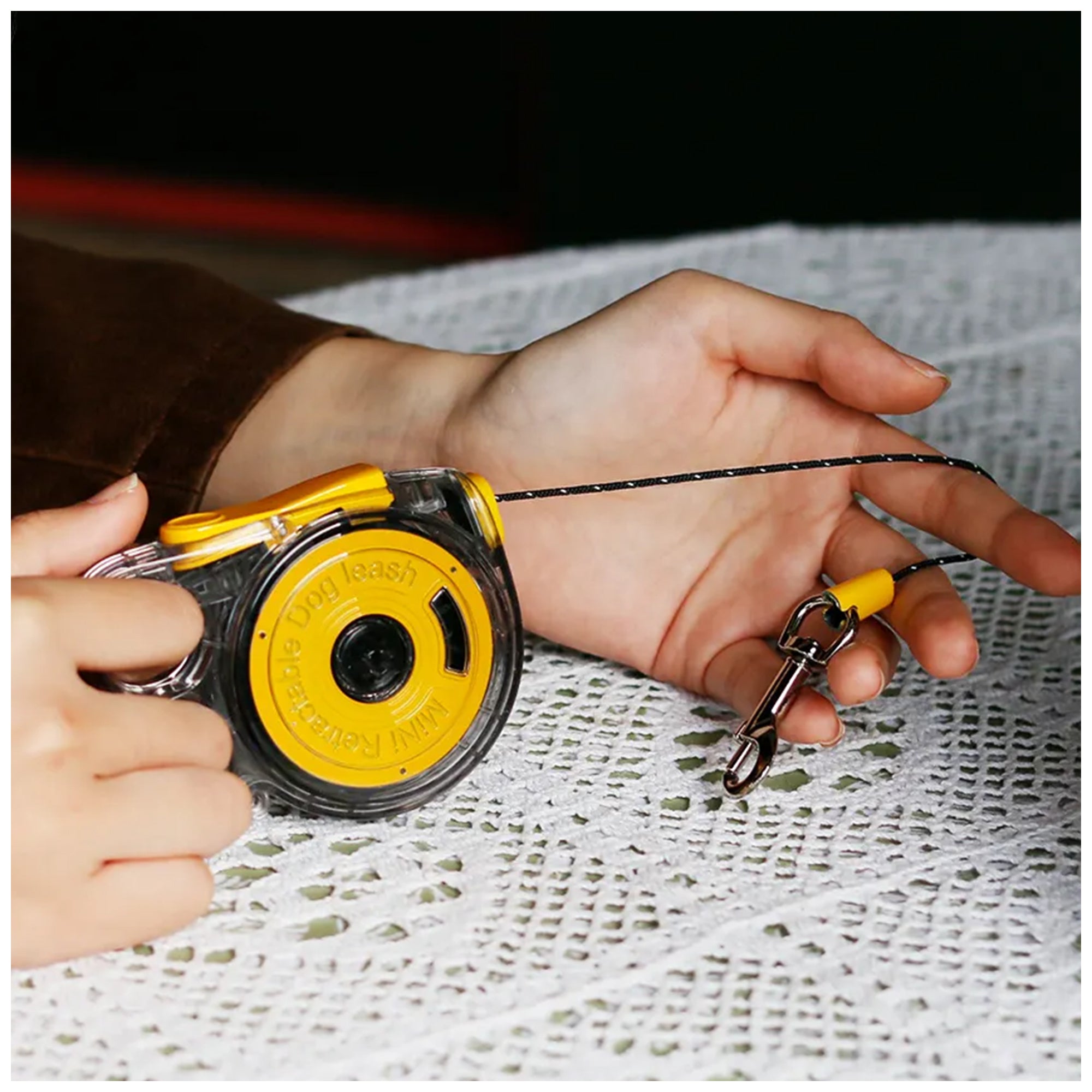 Lightweight 10ft Mini Retractable Pet Leash – Rainbow Design