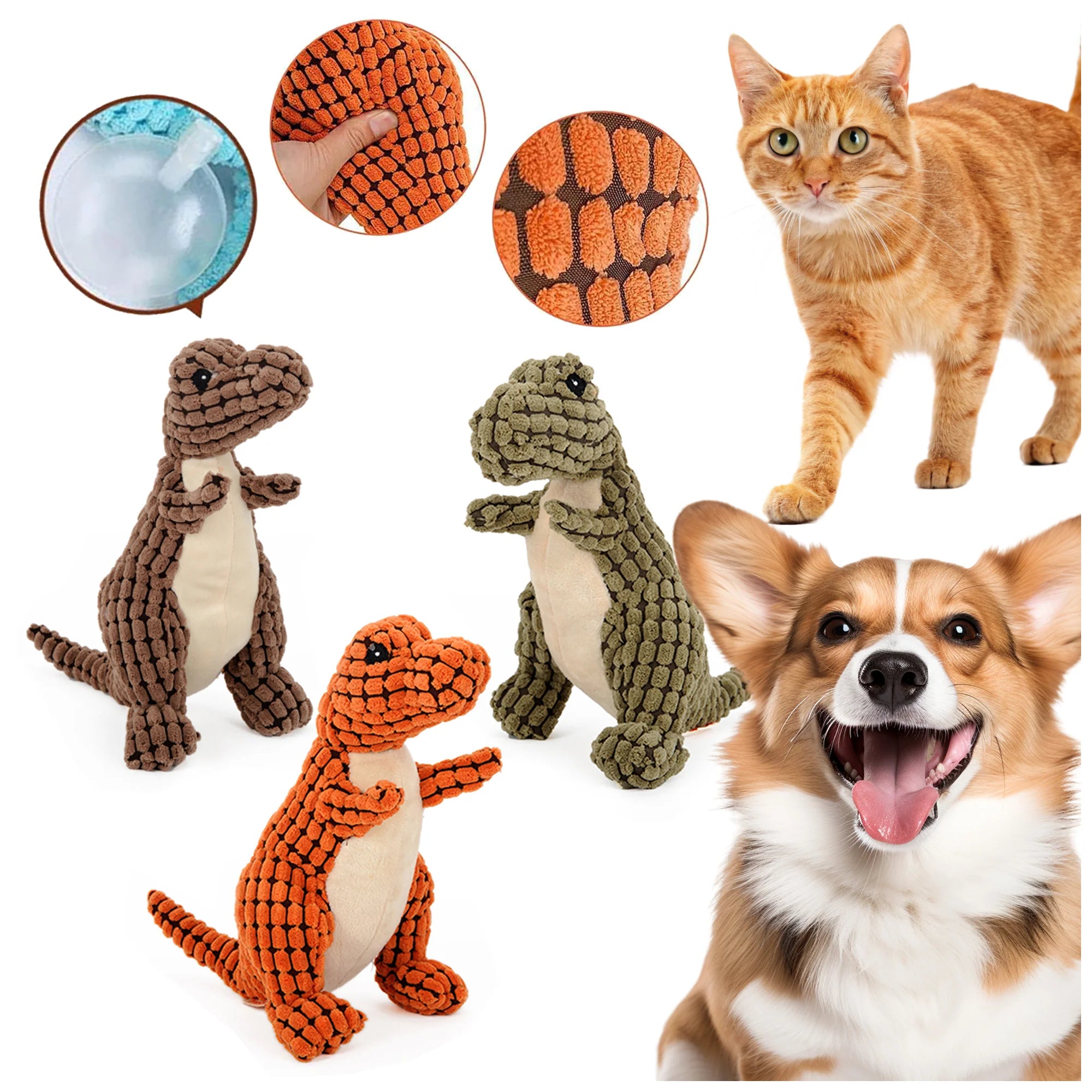 Noisy Plush Interactive Dinosaur Toy – Chew-Friendly, 25cm