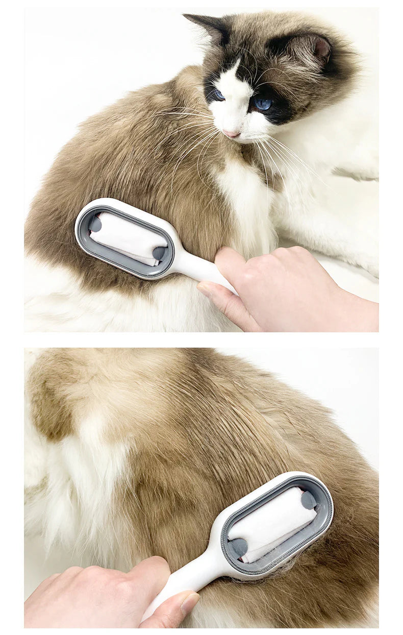 Pet Grooming Brush – 4-in-1 Hair Remover & Skin Safe Tool