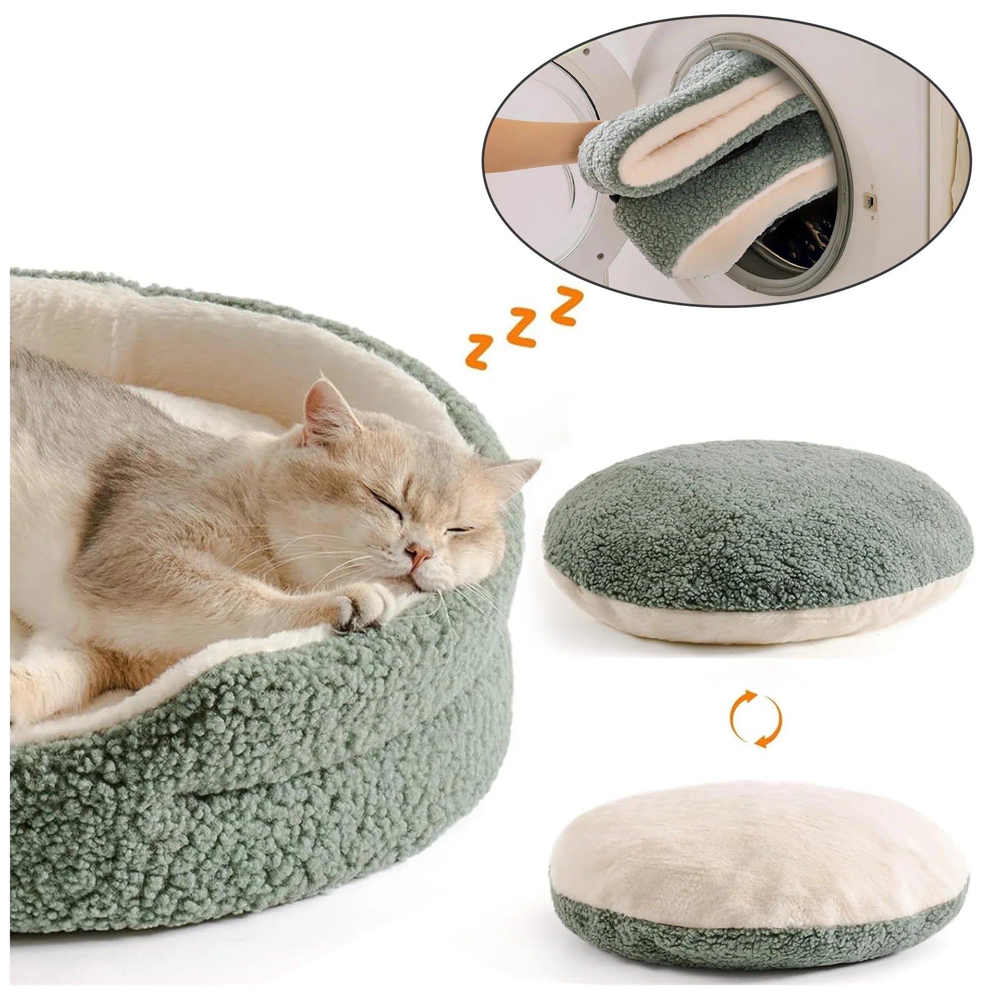 Orthopedic Washable Pet Bed – Plush, Non-Slip for Cats & Dogs