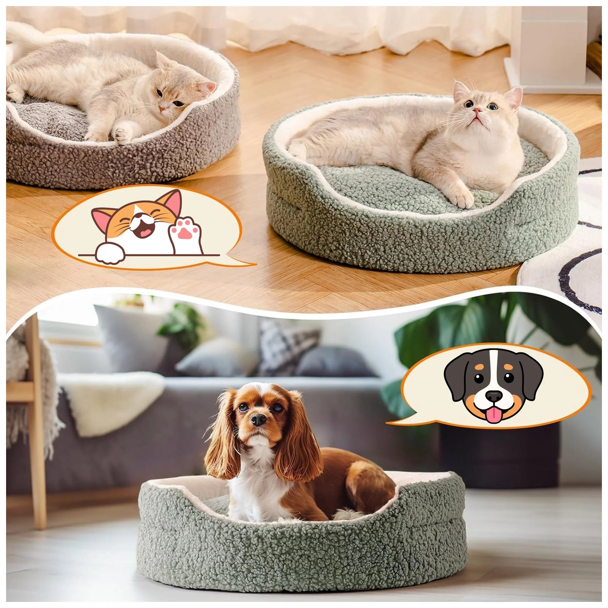 Orthopedic Washable Pet Bed – Plush, Non-Slip for Cats & Dogs