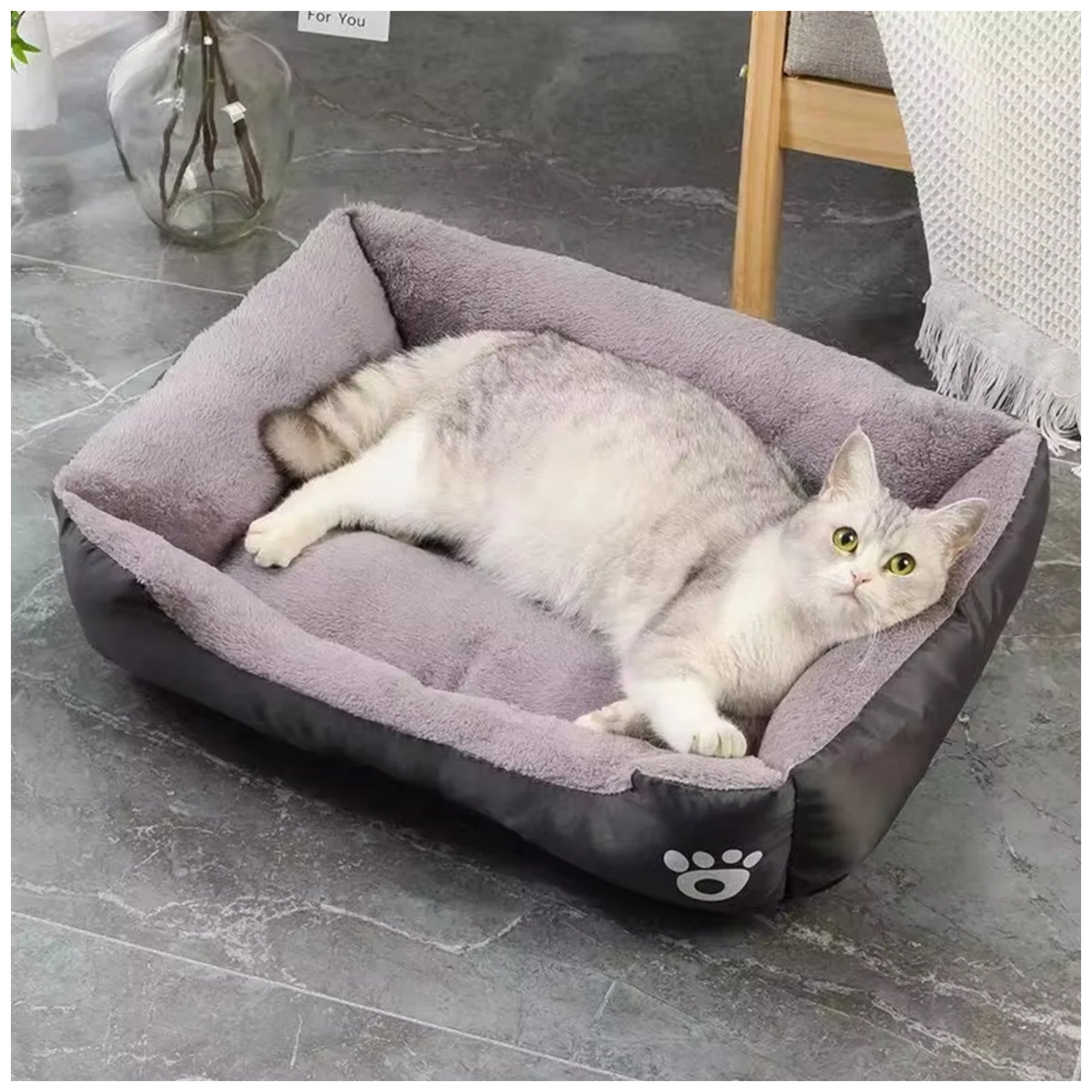 Plush Cotton Pet Bed – Soft, Machine Washable & Non-Slip