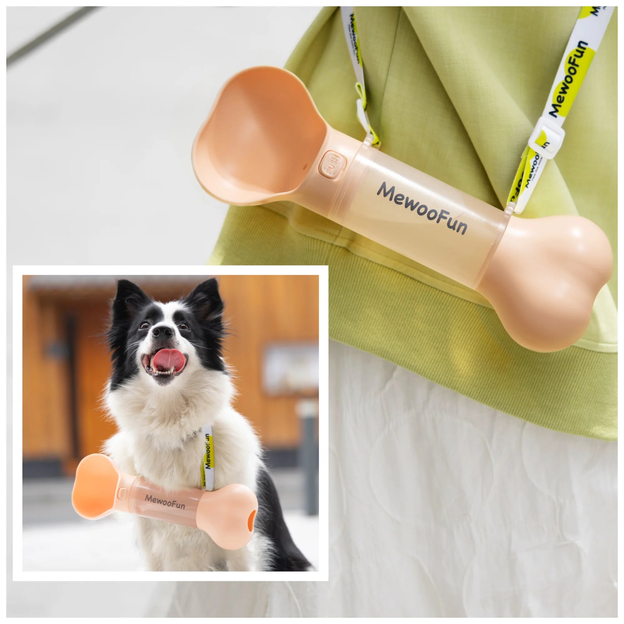 Portable Dog Water Bottle with Feeder & Poop Bag Storage
