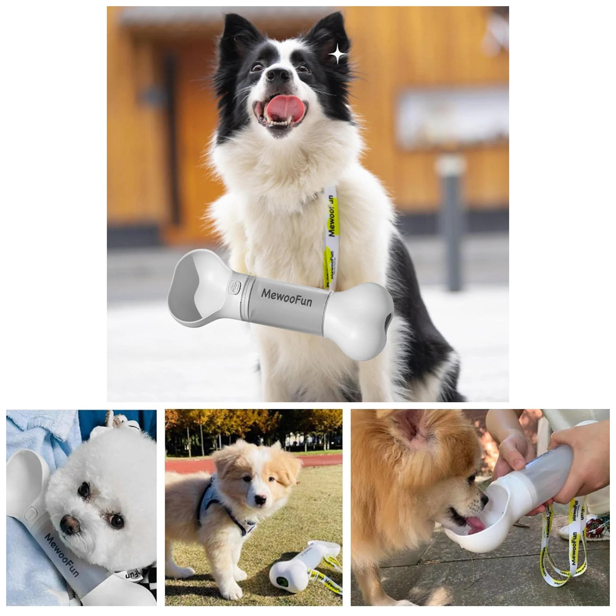 Portable Dog Water Bottle with Feeder & Poop Bag Storage