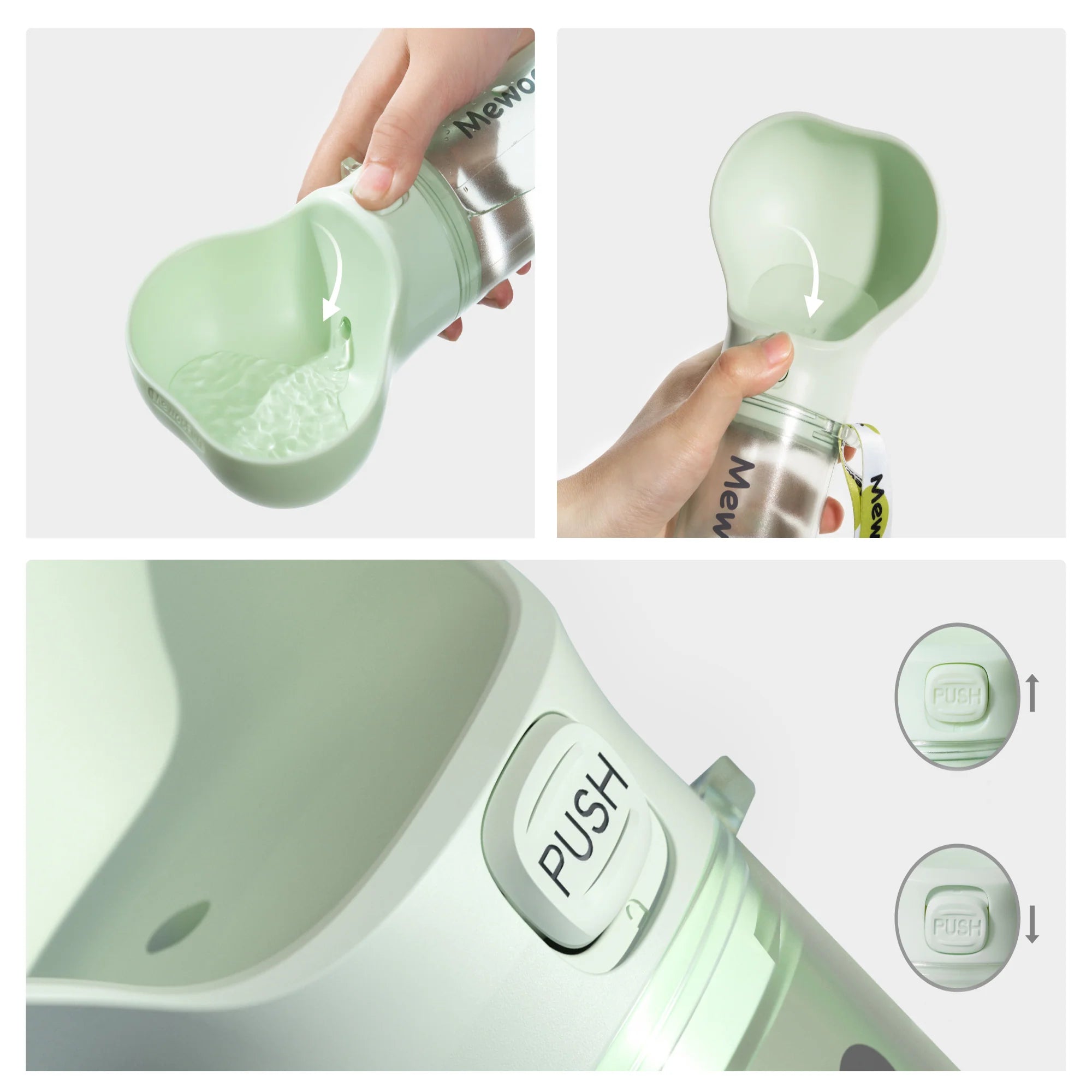 Portable Dog Water Bottle with Feeder & Poop Bag Storage