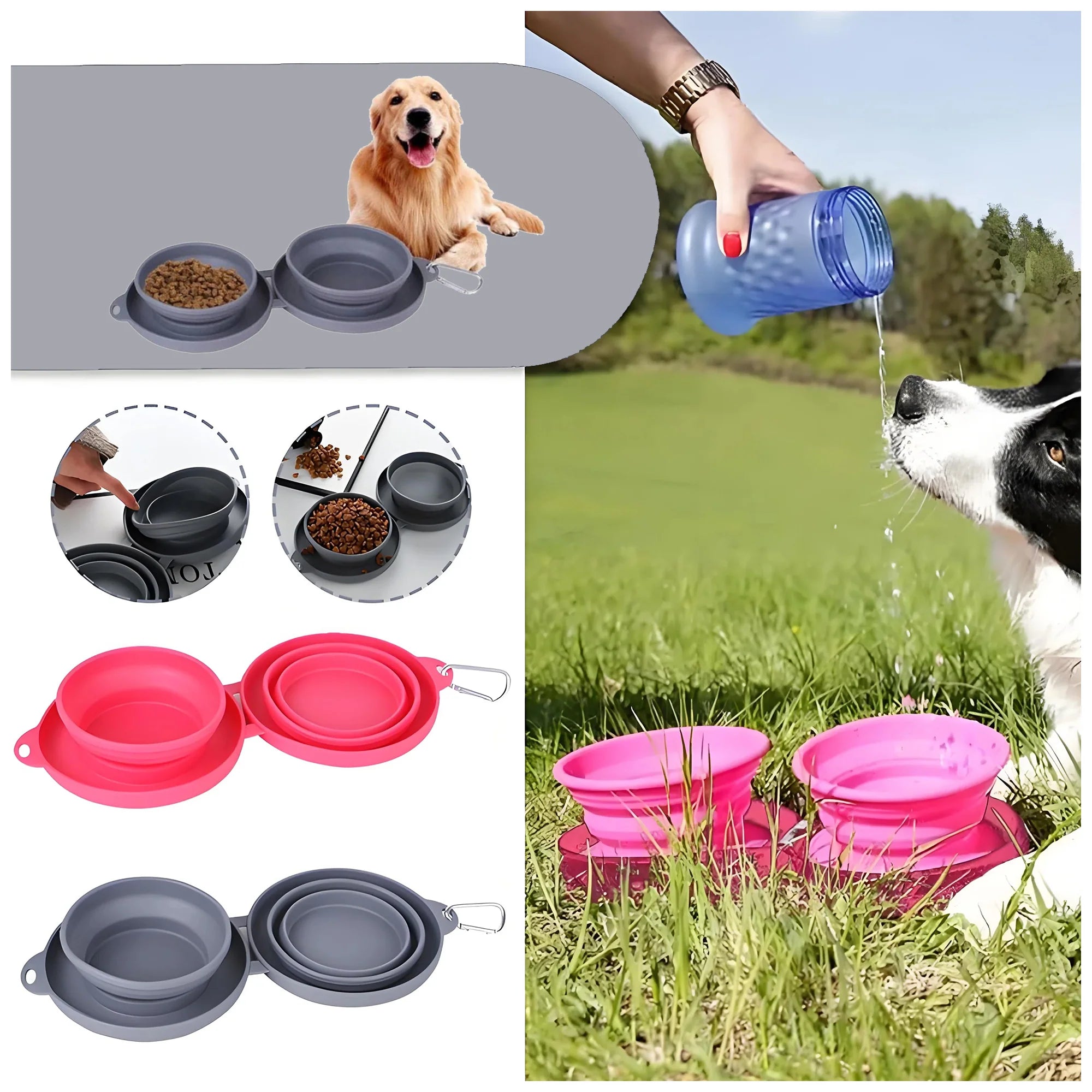 Portable Silicone Collapsible Dog Bowls – No Spill, Easy Clean