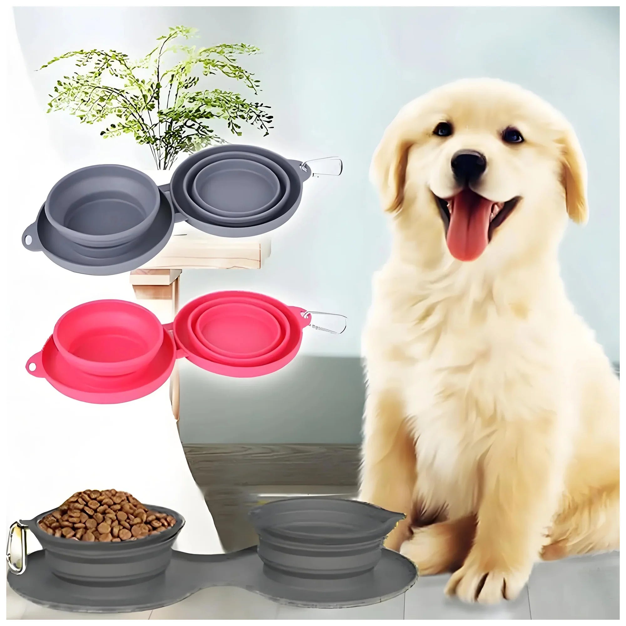 Portable Silicone Collapsible Dog Bowls – No Spill, Easy Clean