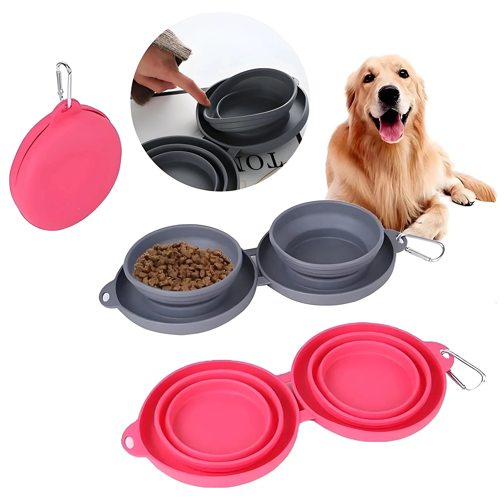 Portable Silicone Collapsible Dog Bowls – No Spill, Easy Clean