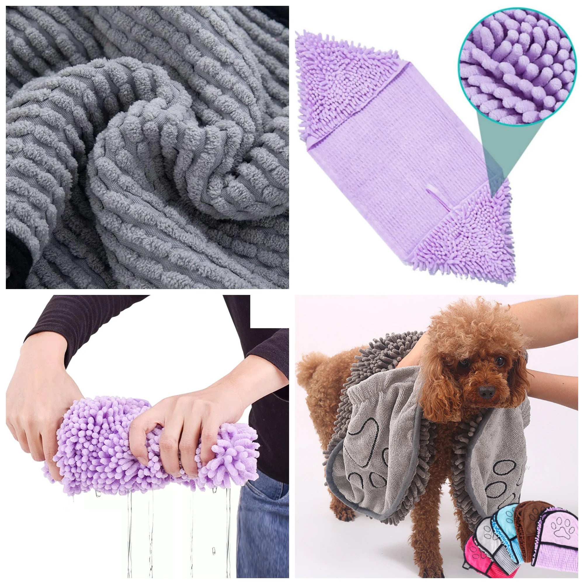 Quick-Dry Pet Towel for Easy Bath Drying – Space-Saving Chenille