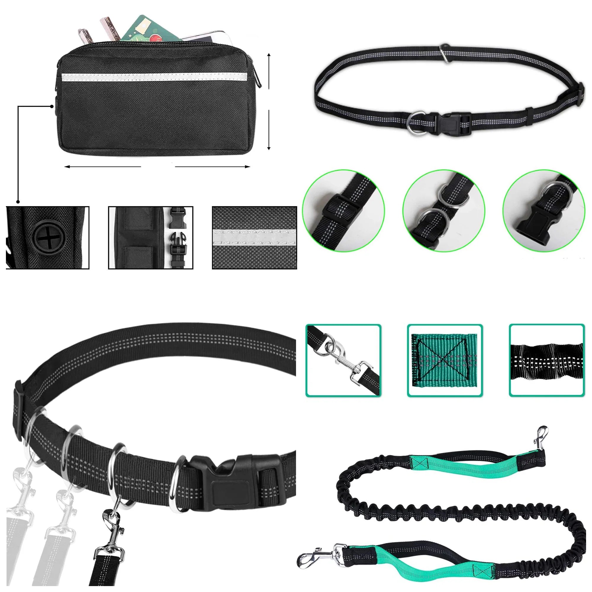 Reflective Adjustable Hands-Free Dog Leash – Nylon, Comfortable Fit