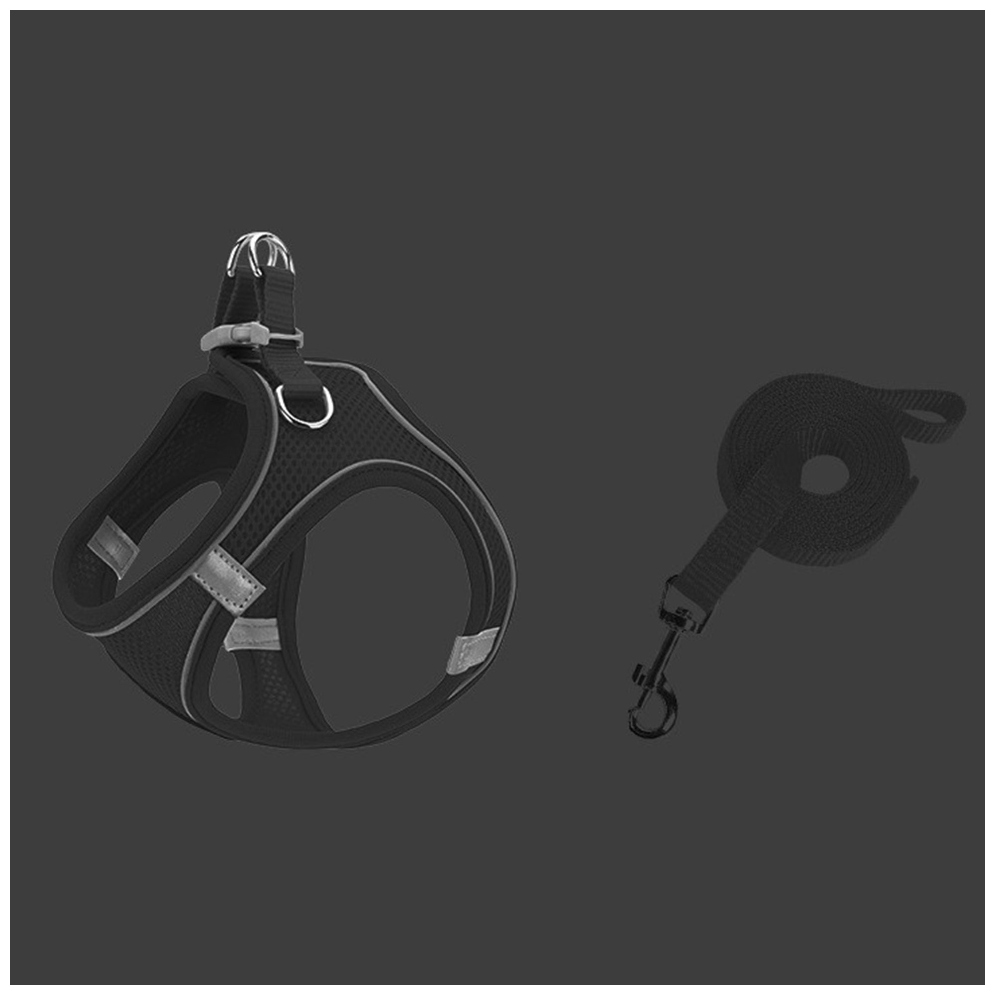 Reflective Mesh Pet Harness – Adjustable Fit with Leash