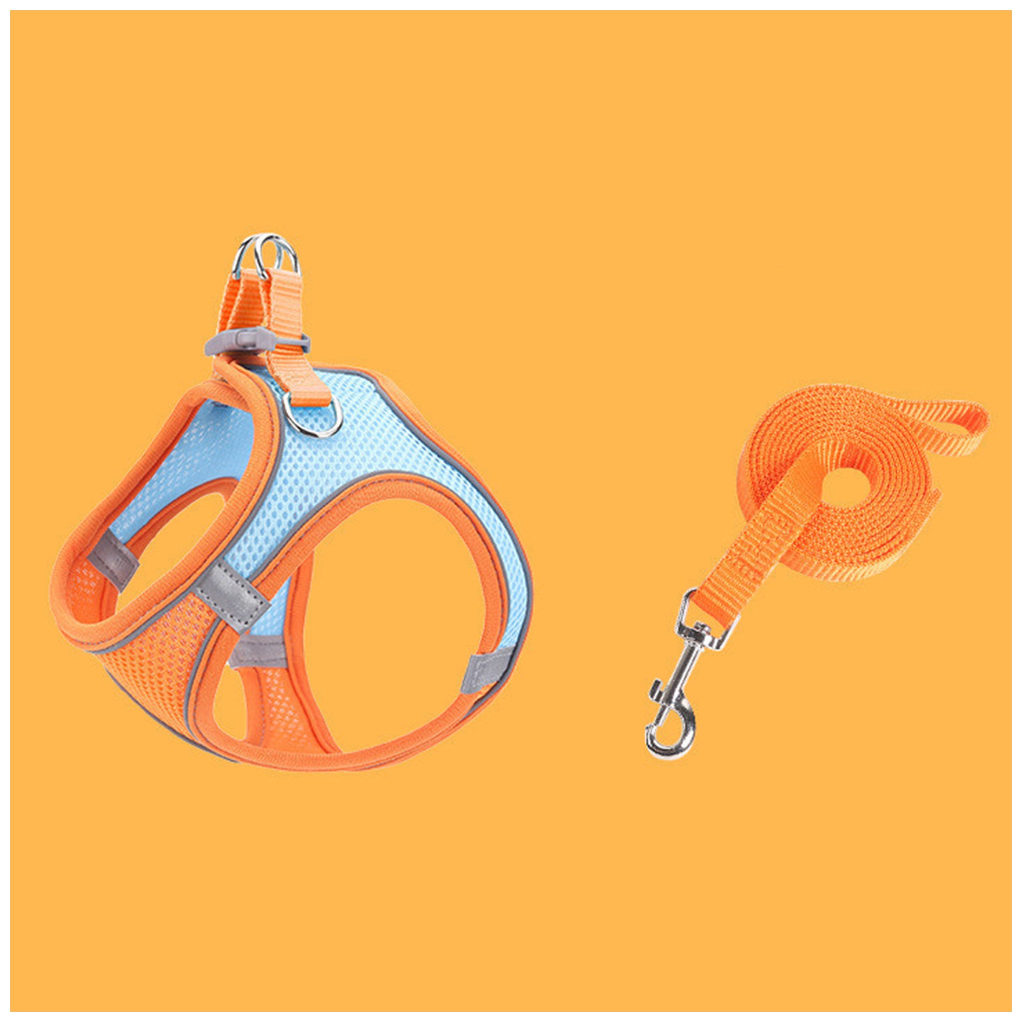 Reflective Mesh Pet Harness – Adjustable Fit with Leash