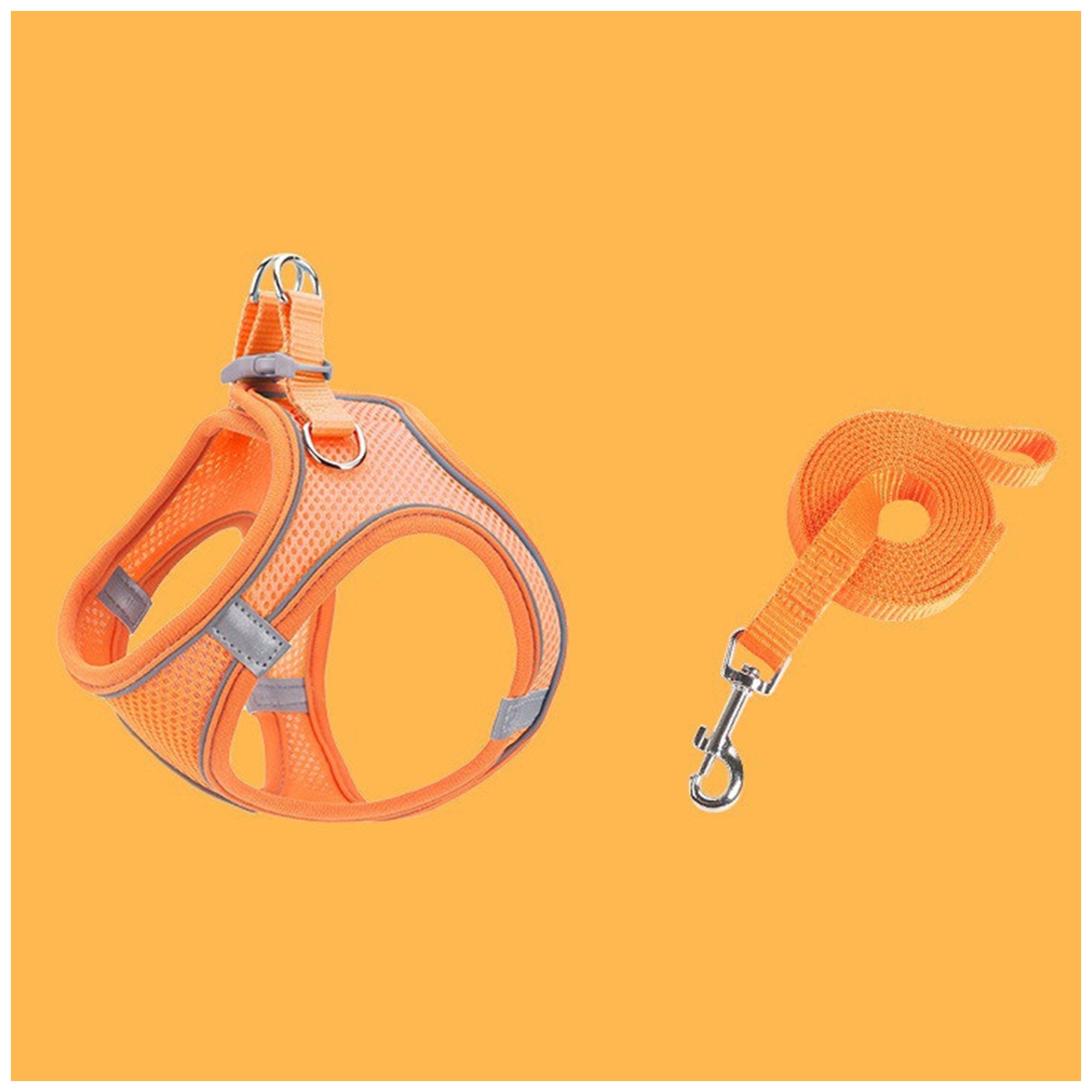 Reflective Mesh Pet Harness – Adjustable Fit with Leash