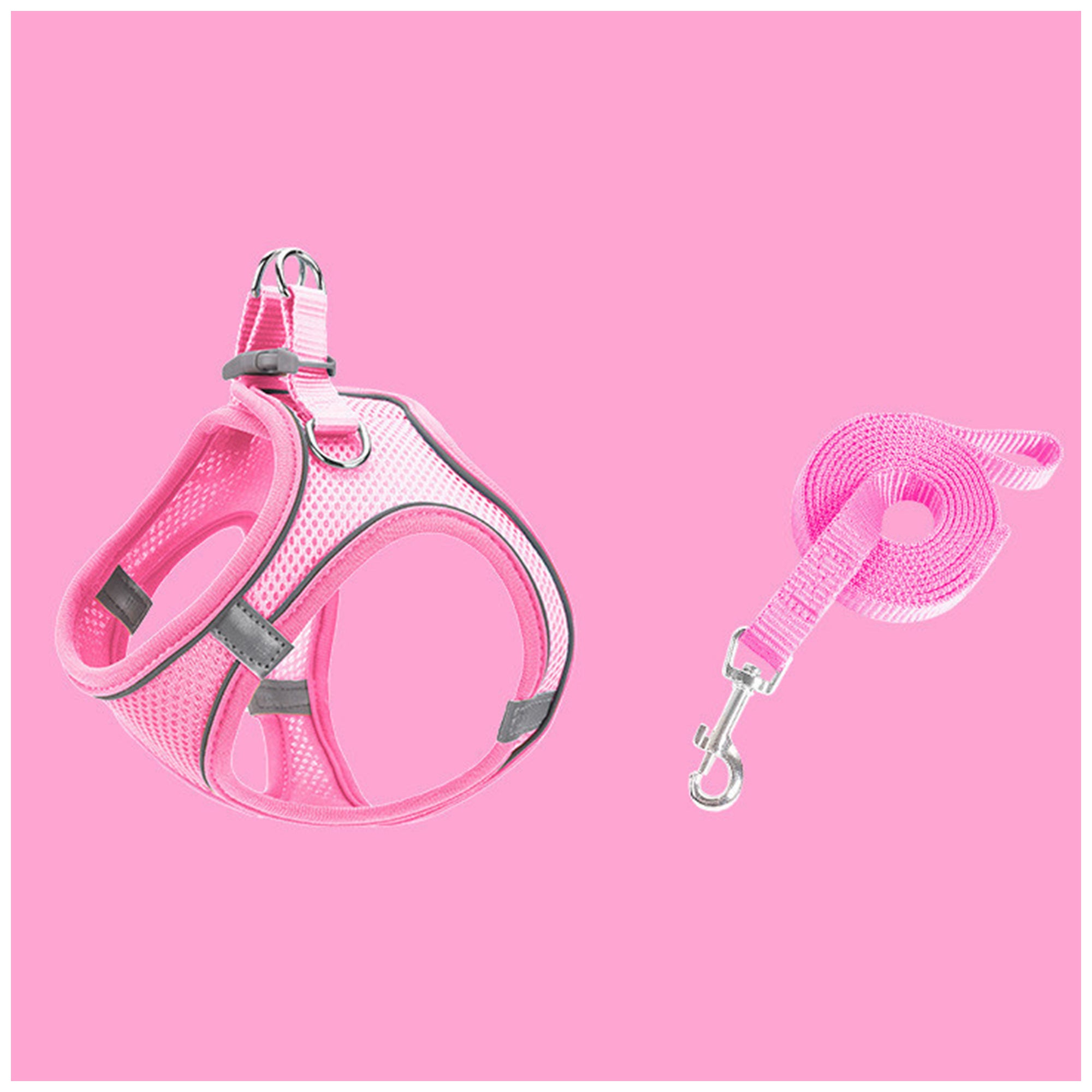 Reflective Mesh Pet Harness – Adjustable Fit with Leash