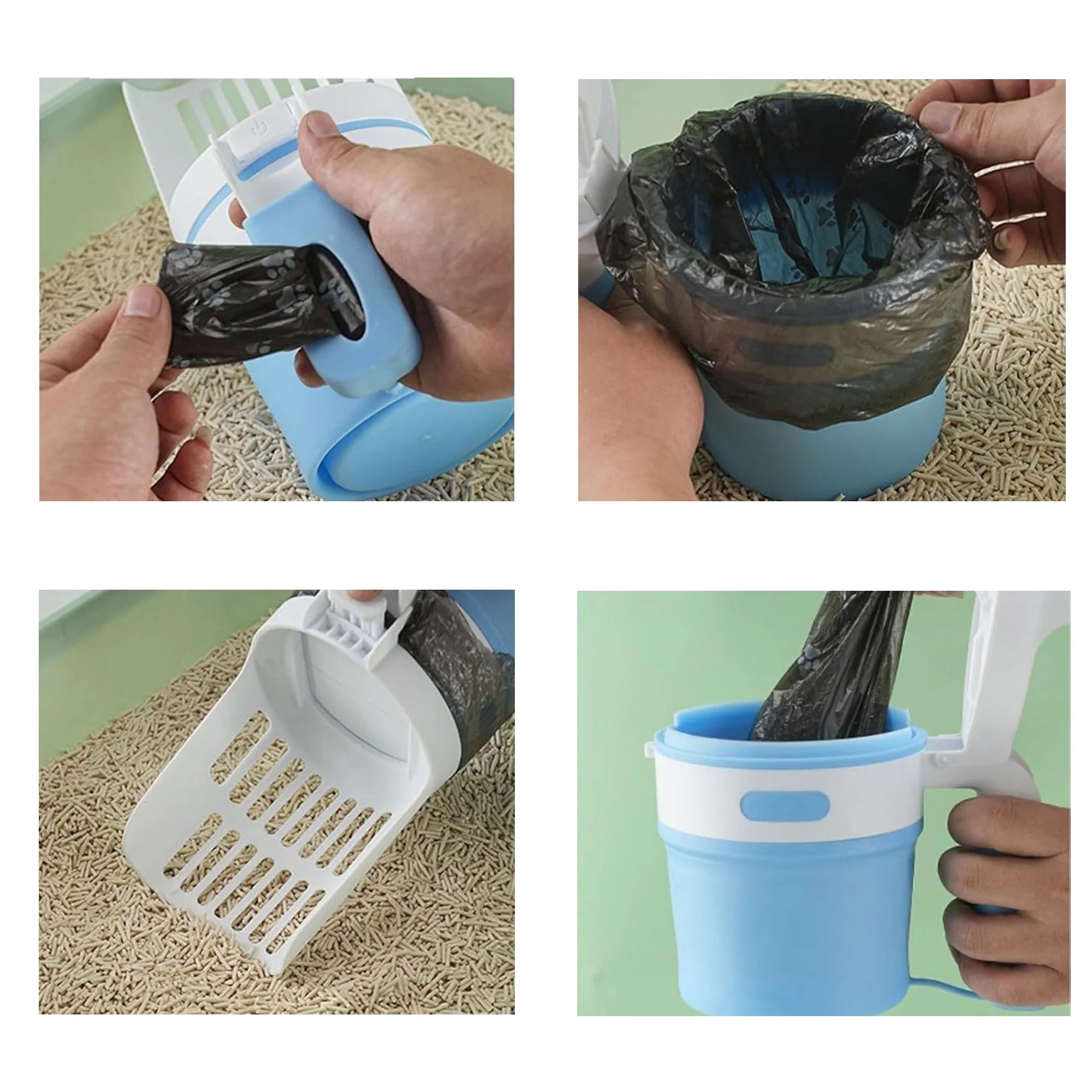 Self-Cleaning Cat Litter Scoop with Trash Bags - Easy Cleanup