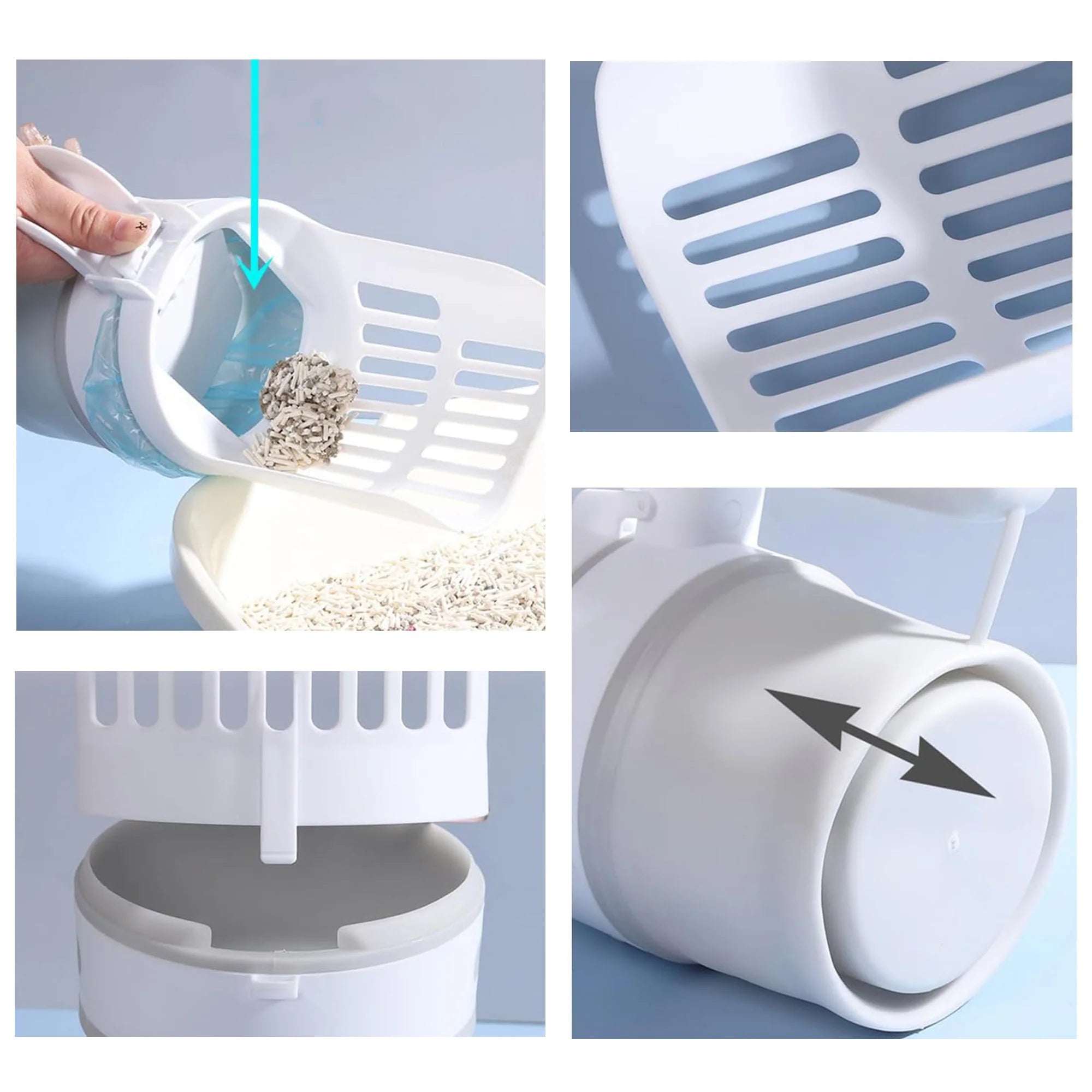 Self-Cleaning Cat Litter Scoop with Trash Bags - Easy Cleanup