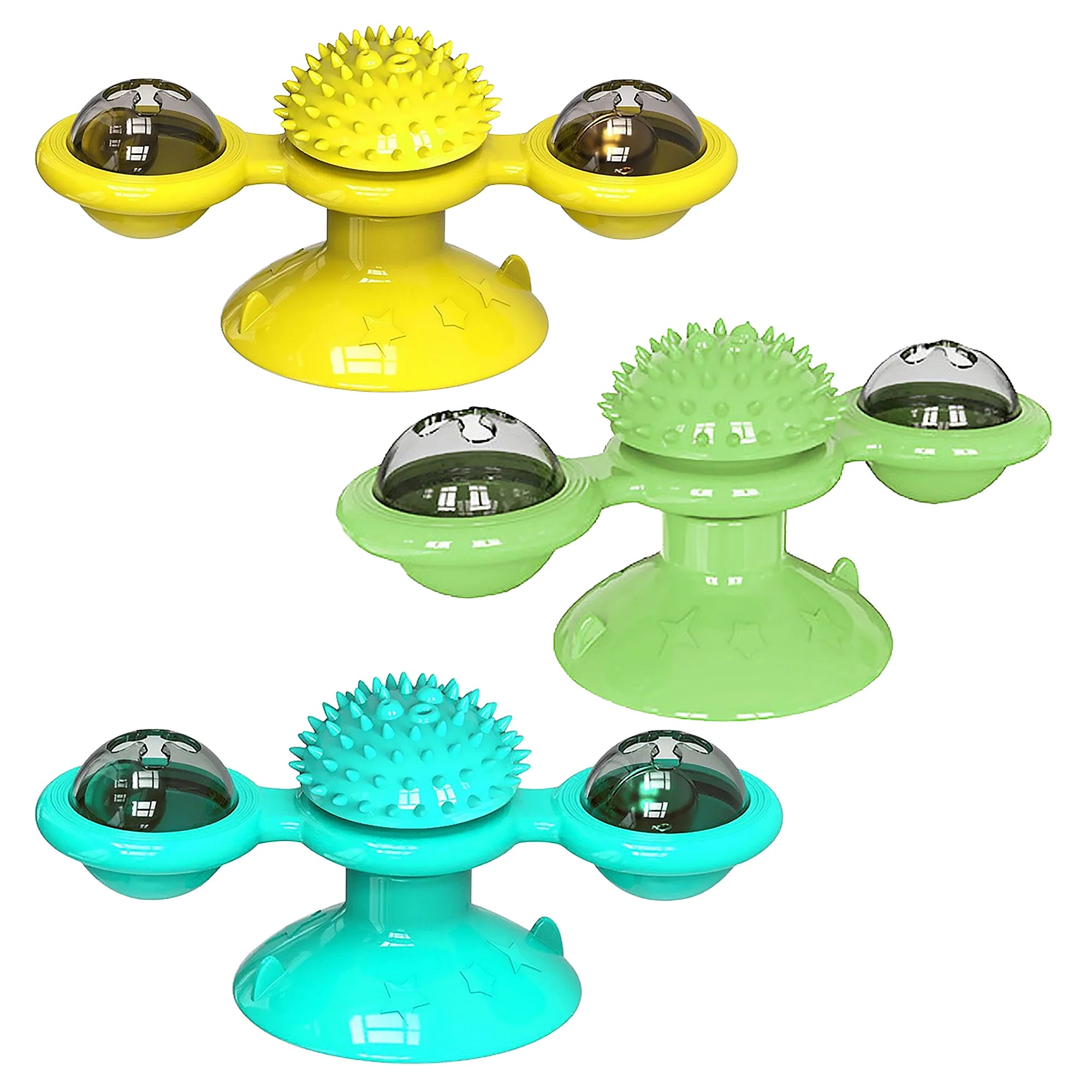 Suction Cup Cat Toy – Spinning Windmill with Luminous Balls