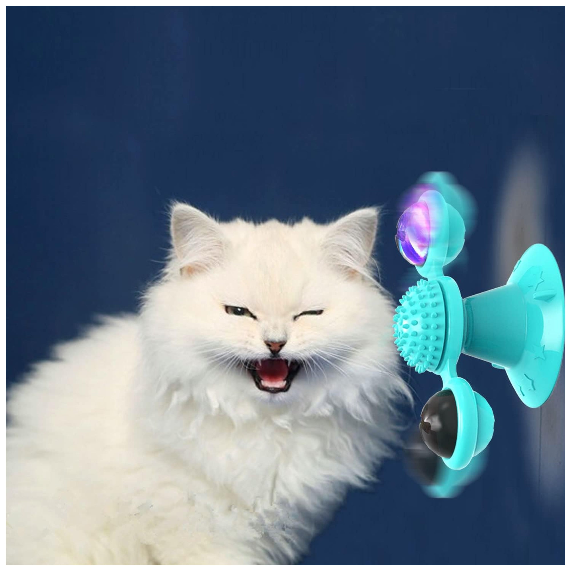 Suction Cup Cat Toy – Spinning Windmill with Luminous Balls