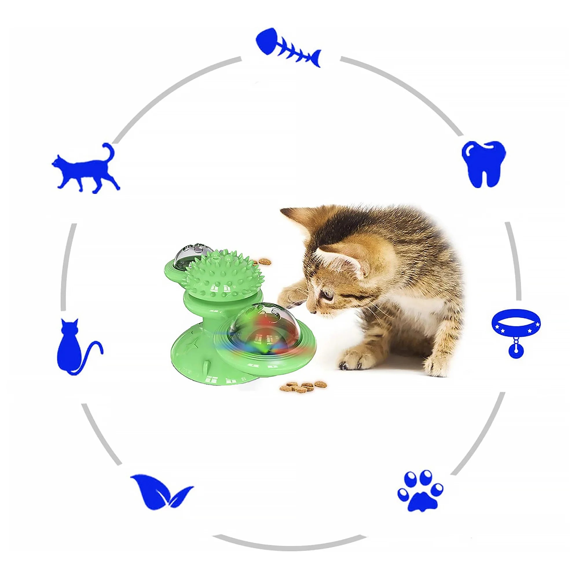 Suction Cup Cat Toy – Spinning Windmill with Luminous Balls