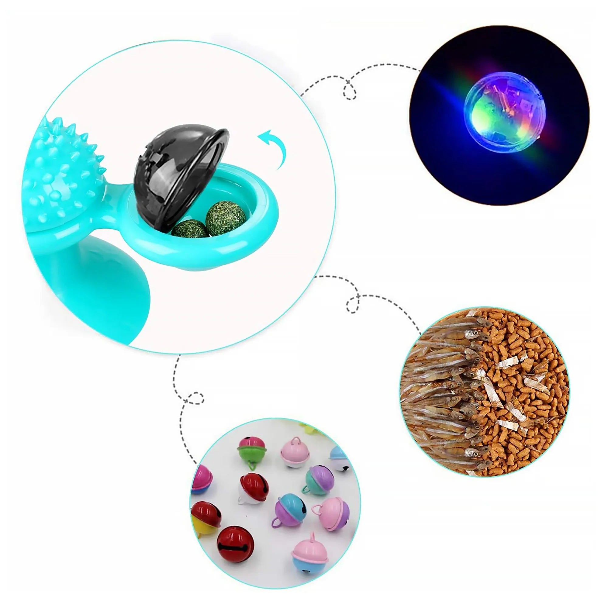 Suction Cup Cat Toy – Spinning Windmill with Luminous Balls